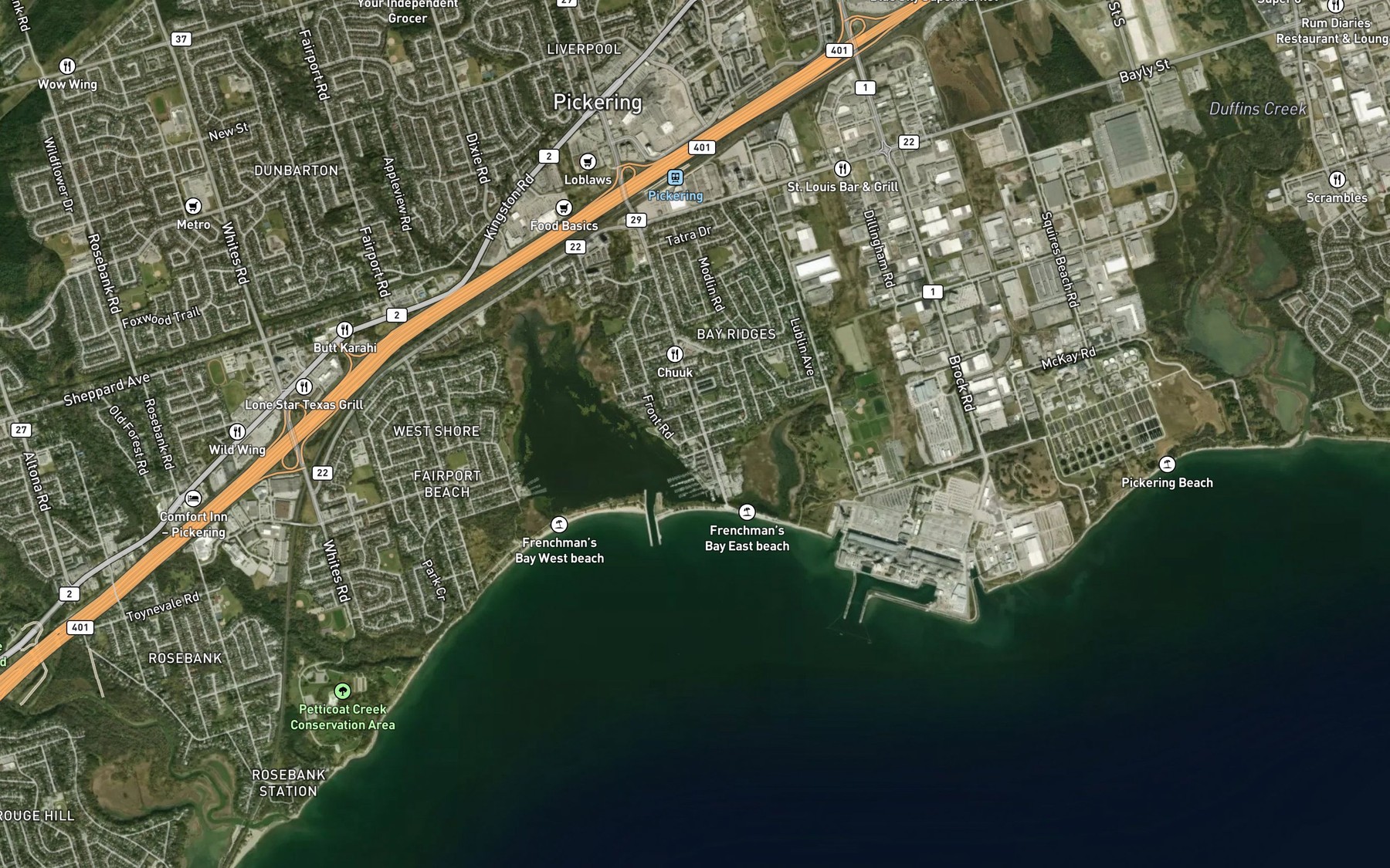 Satellite map of the Frenchman's Bay