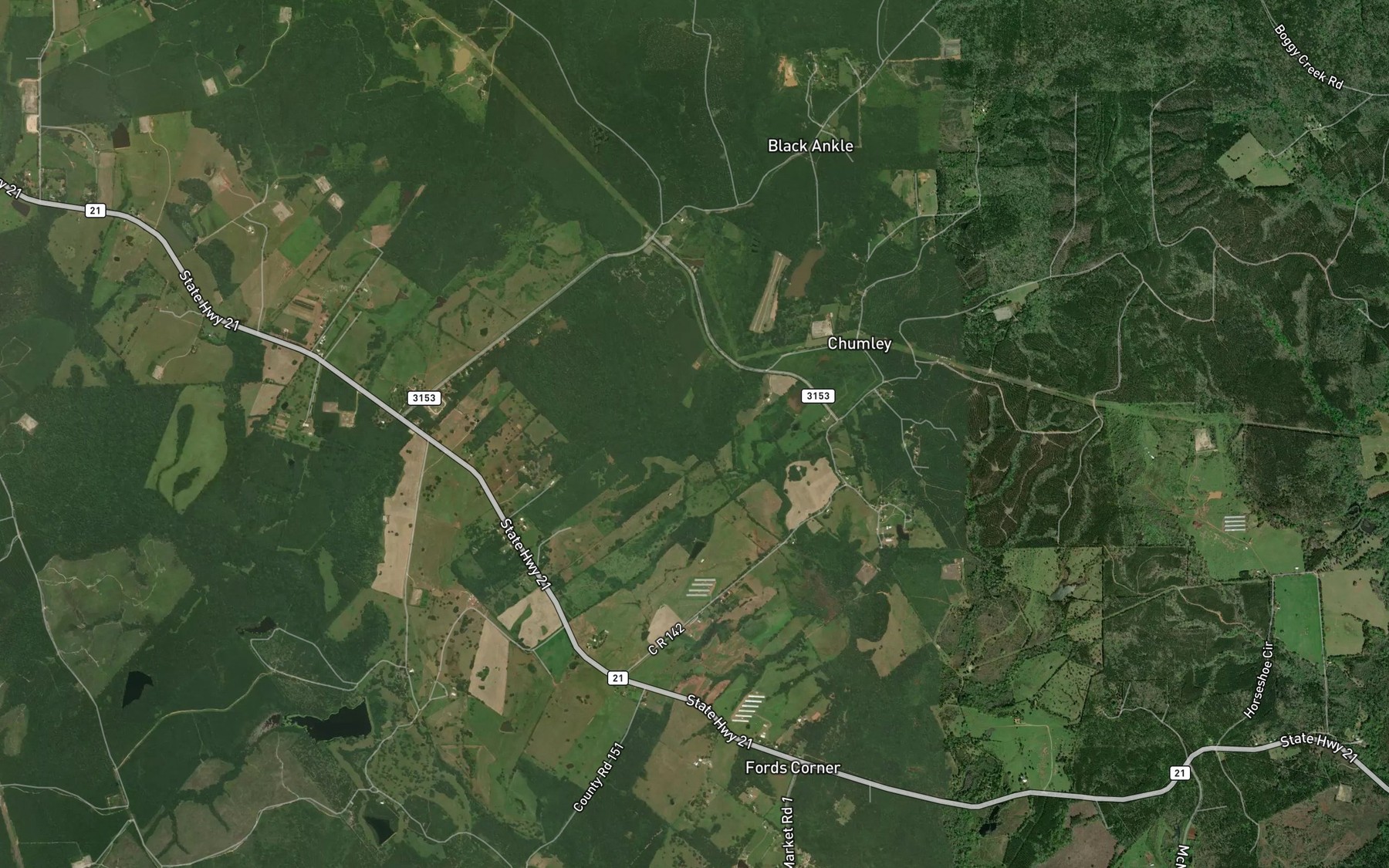 Satellite map of the Cypress Creek