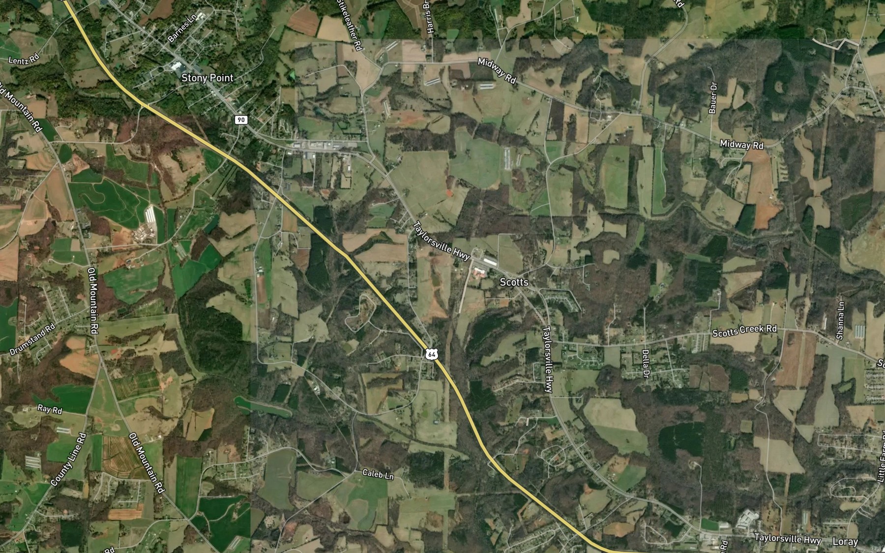 Satellite map of the Hill Lake