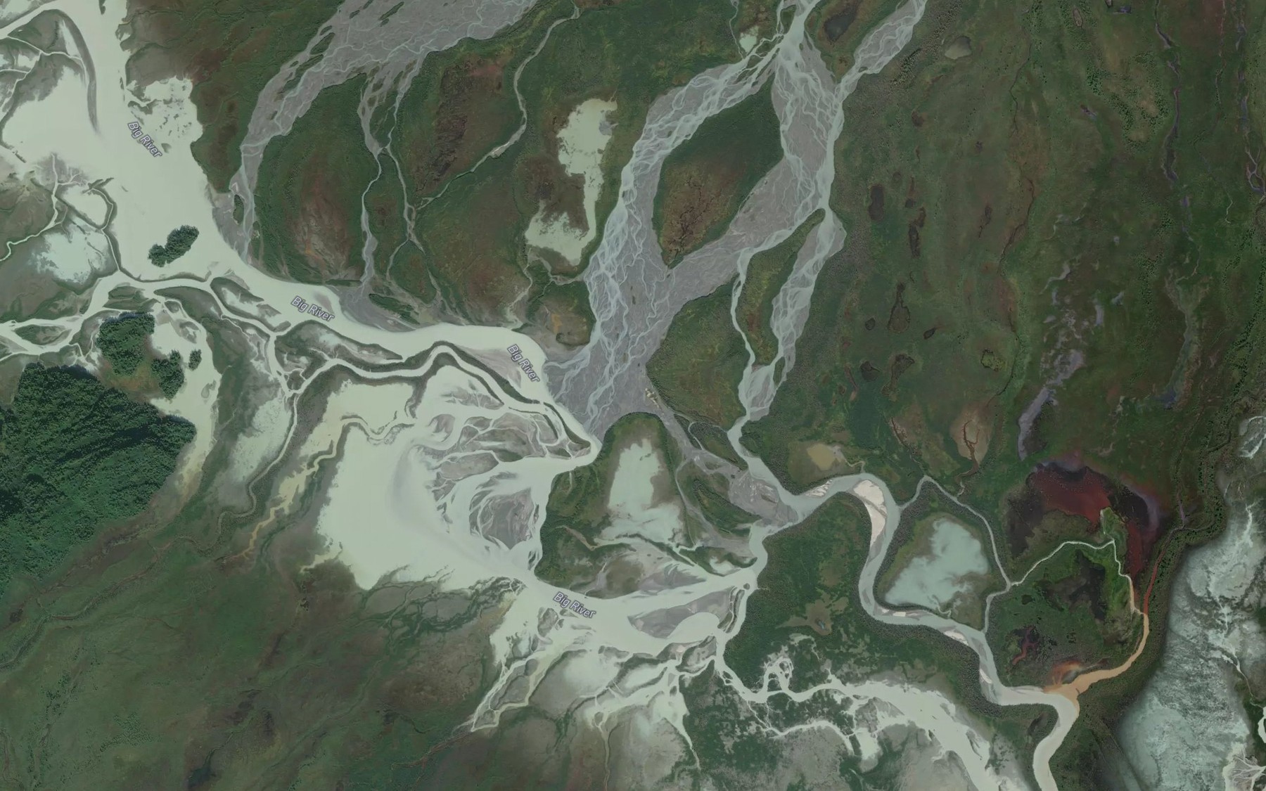 Satellite map of the South Fork Big River