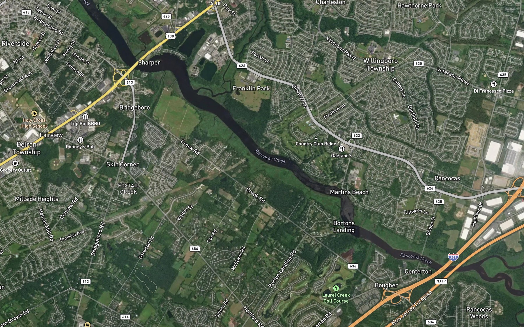 Satellite map of the Boundary Creek