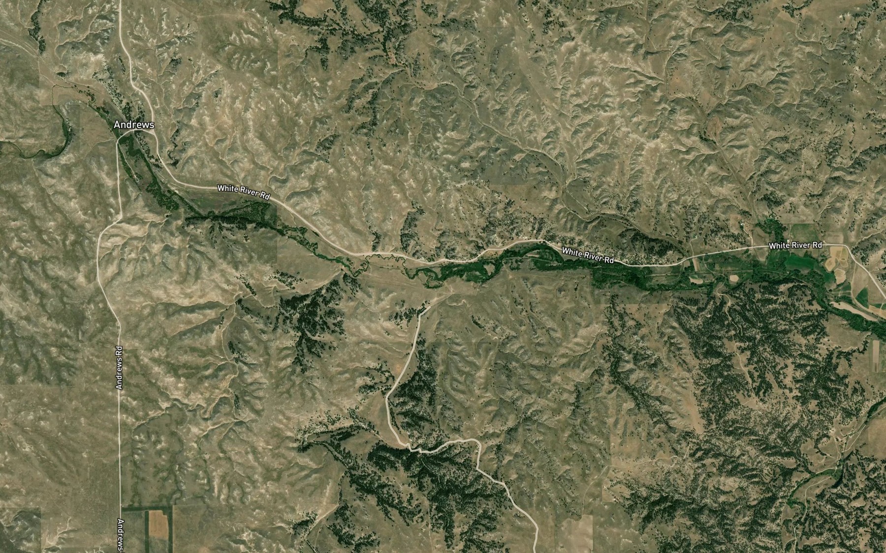 Satellite map of the Hile Creek