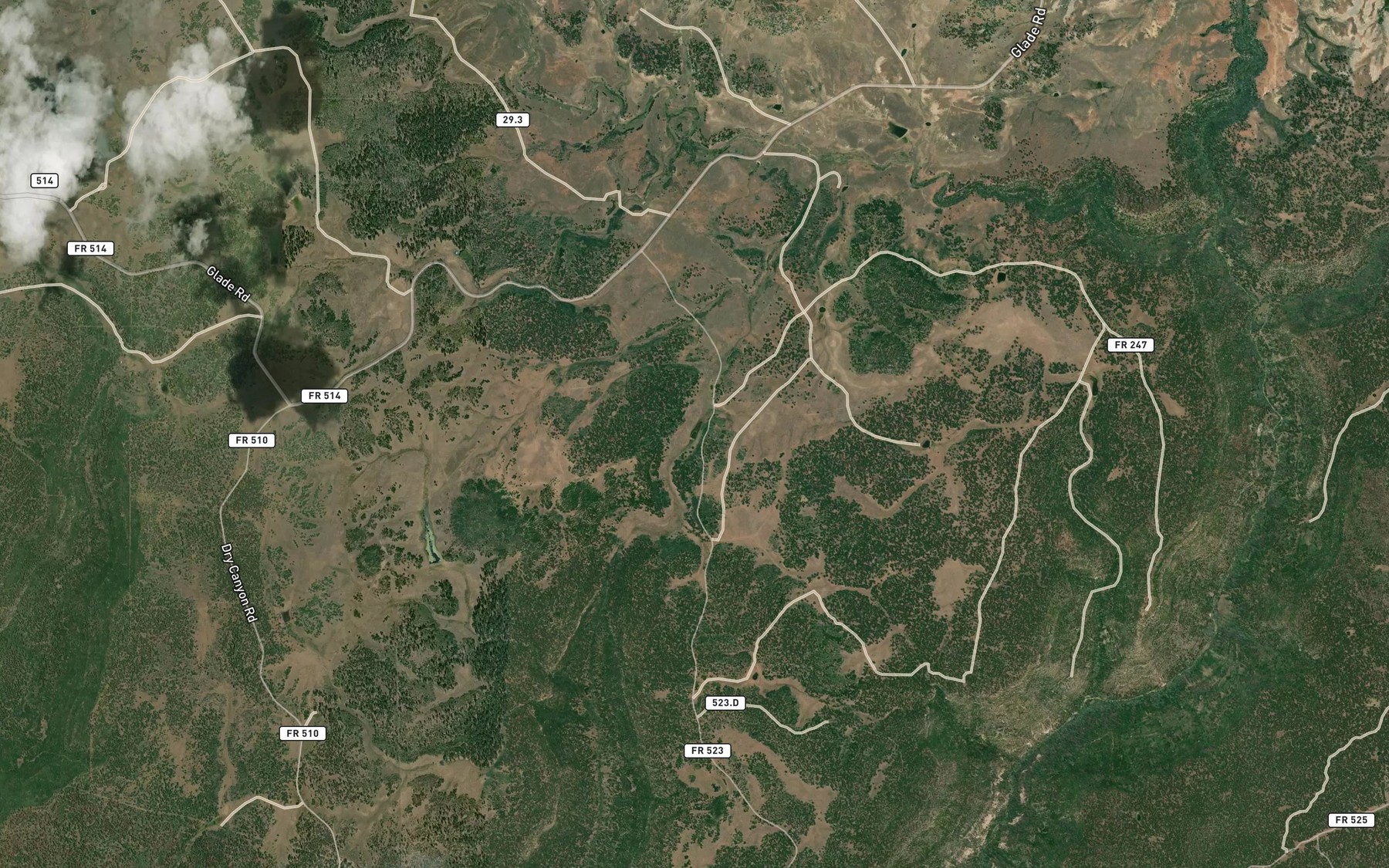 Satellite map of the Dry Canyon Reservoir