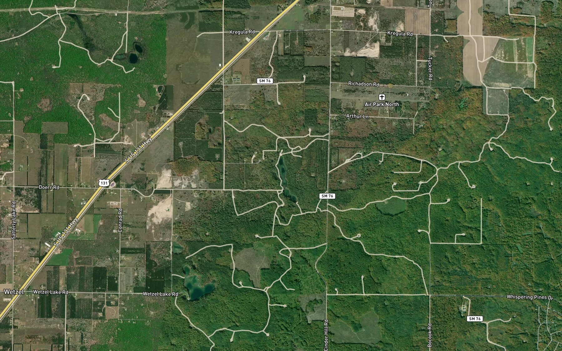Satellite map of the Five Lake