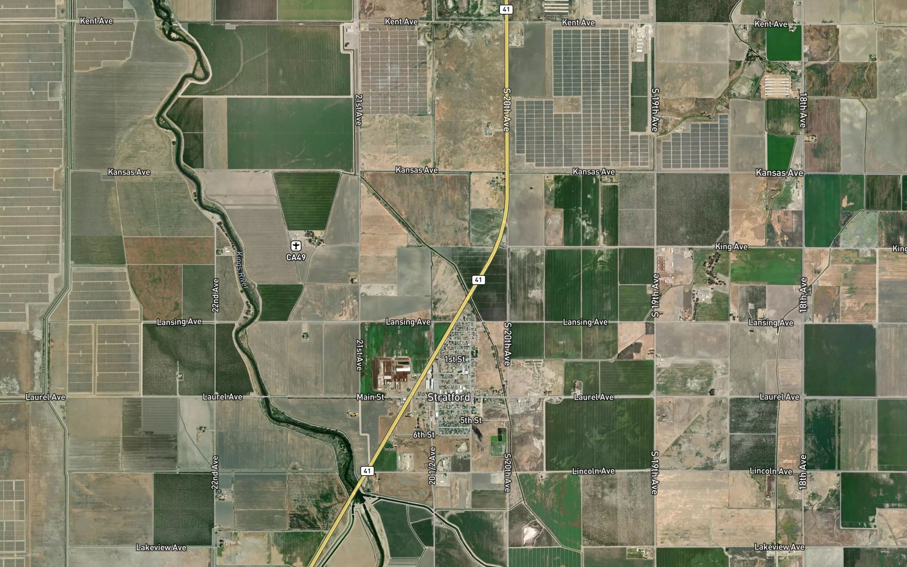 Satellite map of the Stratford Canal