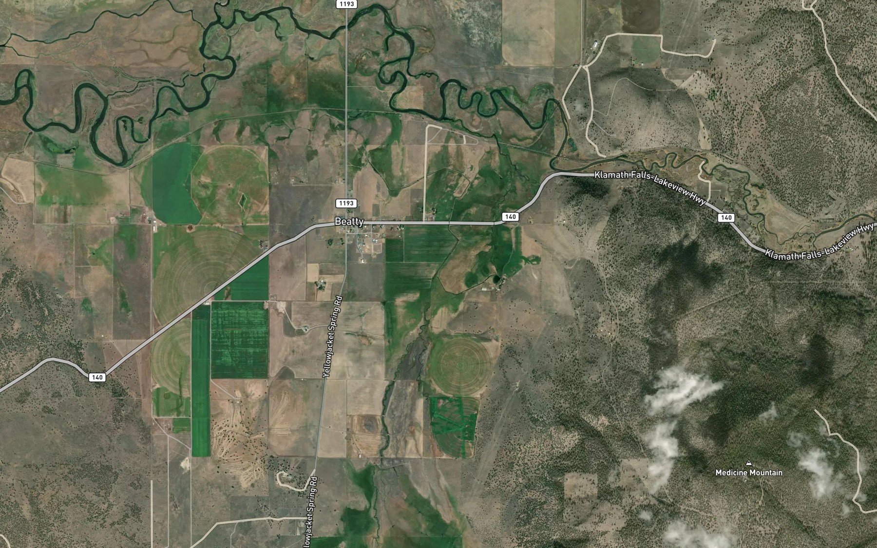 Satellite map of the Spring Creek