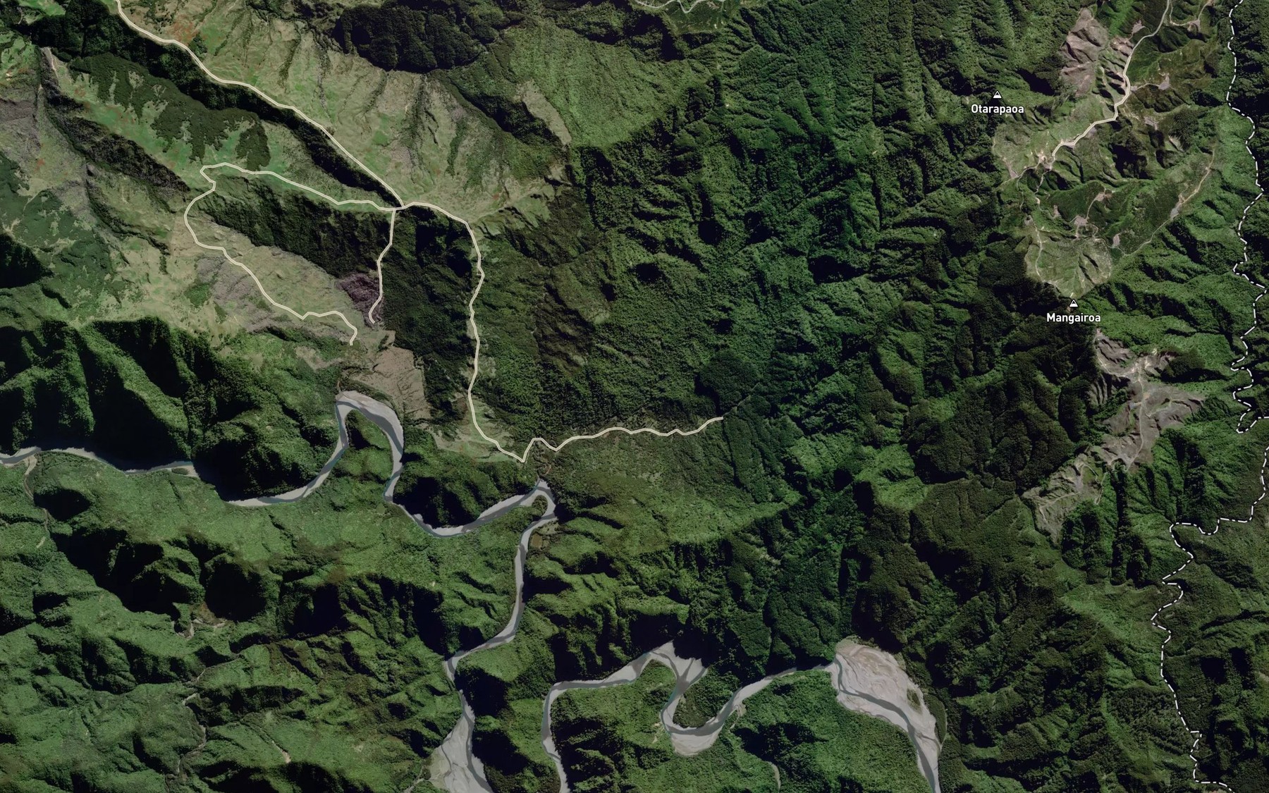 Satellite map of the Kopungawha Stream