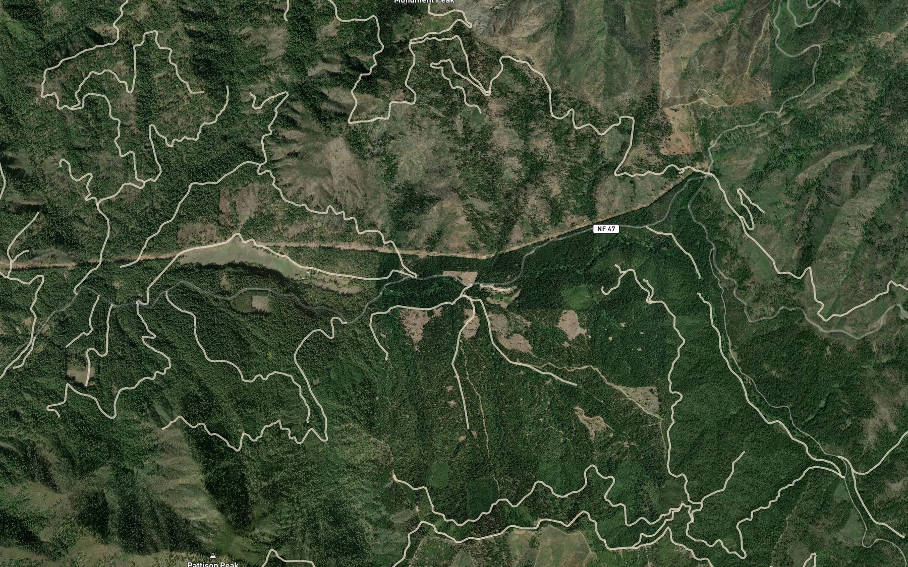 Satellite map of the Bidden Creek