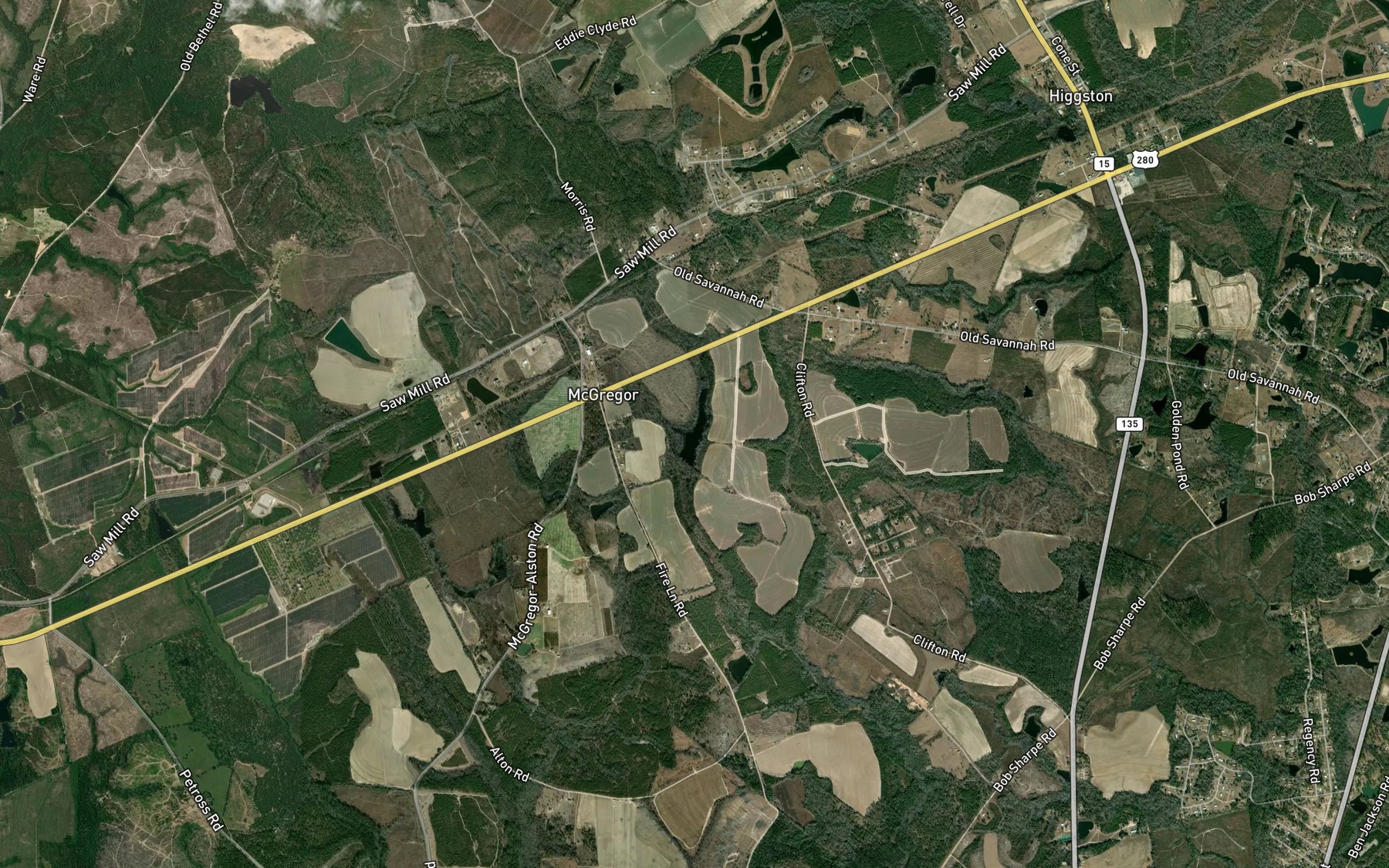 Satellite map of the McArthur Lake