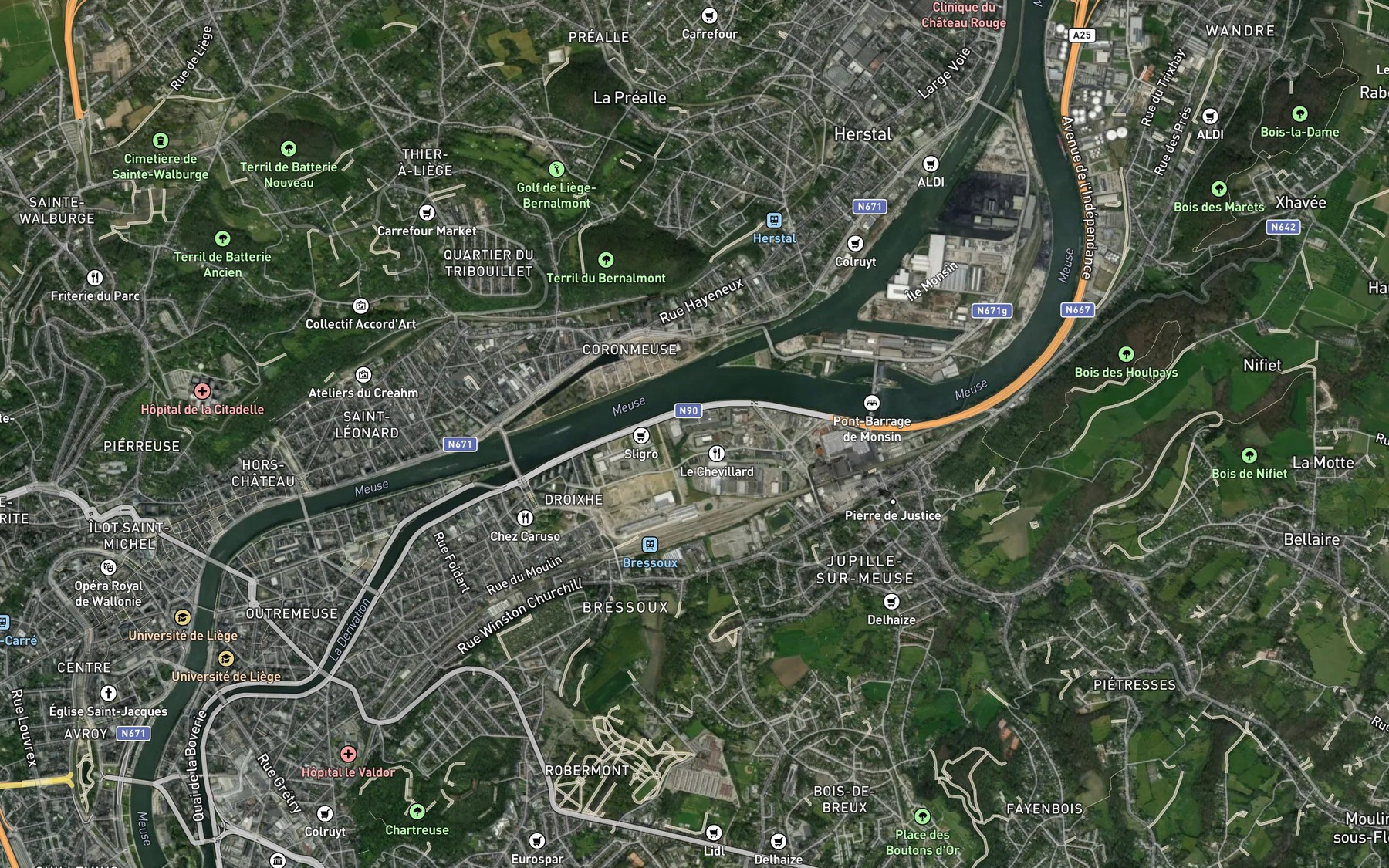 Satellite map of the Ruisseau des Moulins