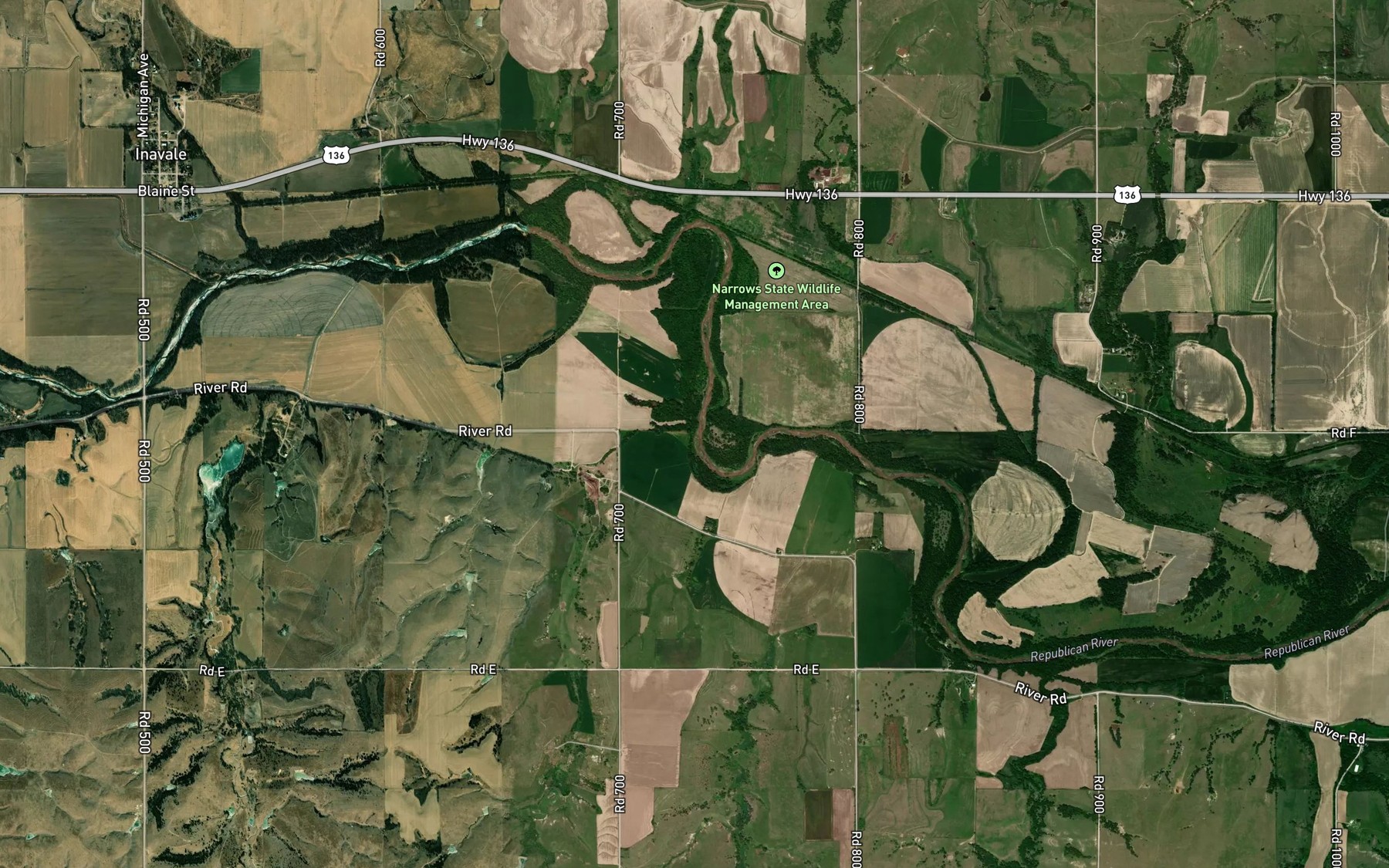 Satellite map of the Hungry Creek