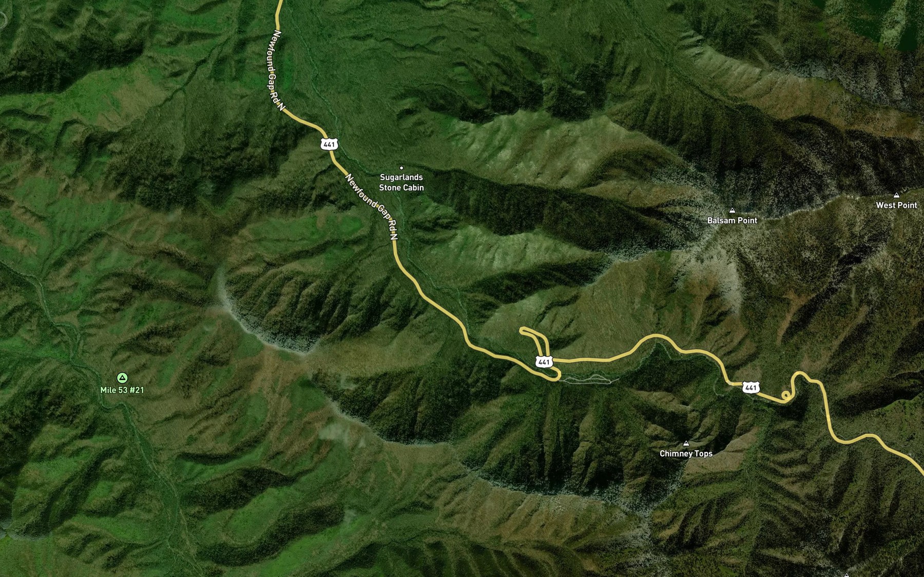 Satellite map of the Ramp Creek