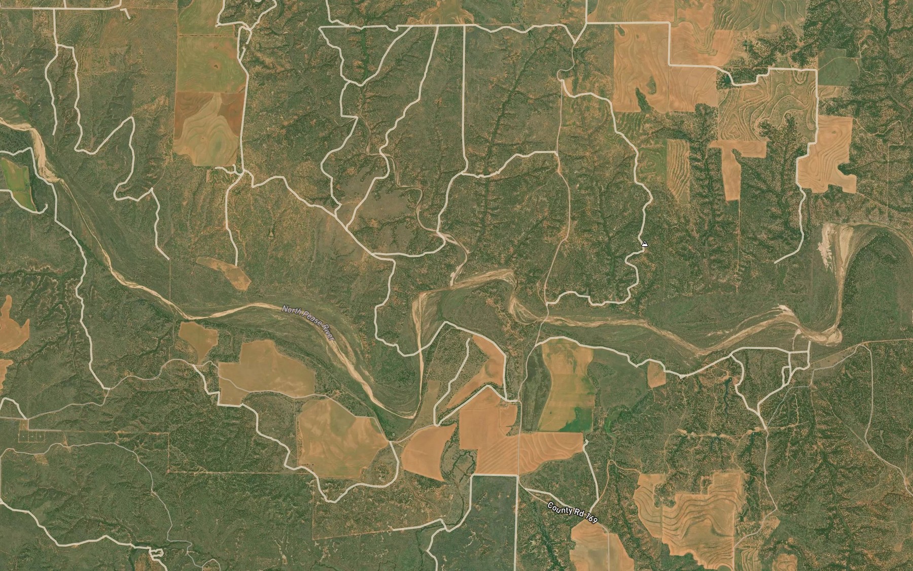 Satellite map of the Running Water Creek