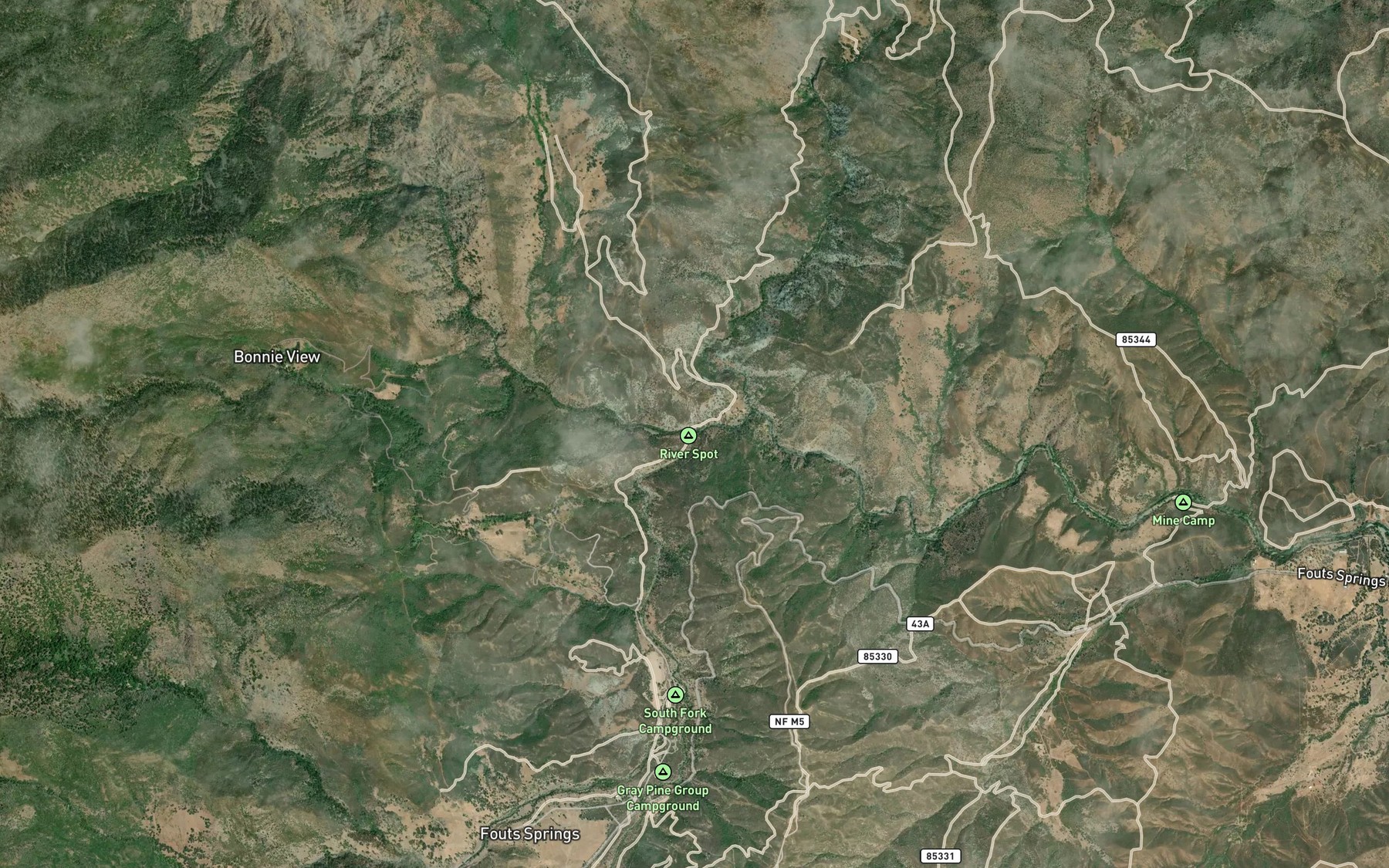 Satellite map of the Middle Fork Stony Creek