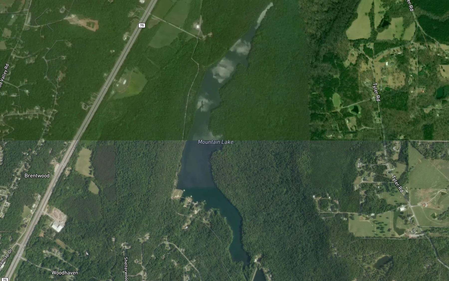 Satellite map of the Mountain Lake