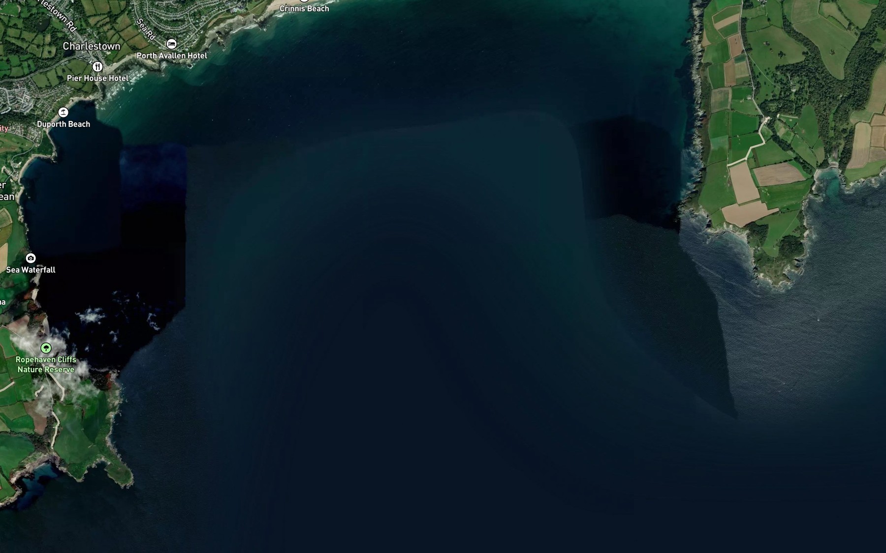 Satellite map of the Saint Austell Bay