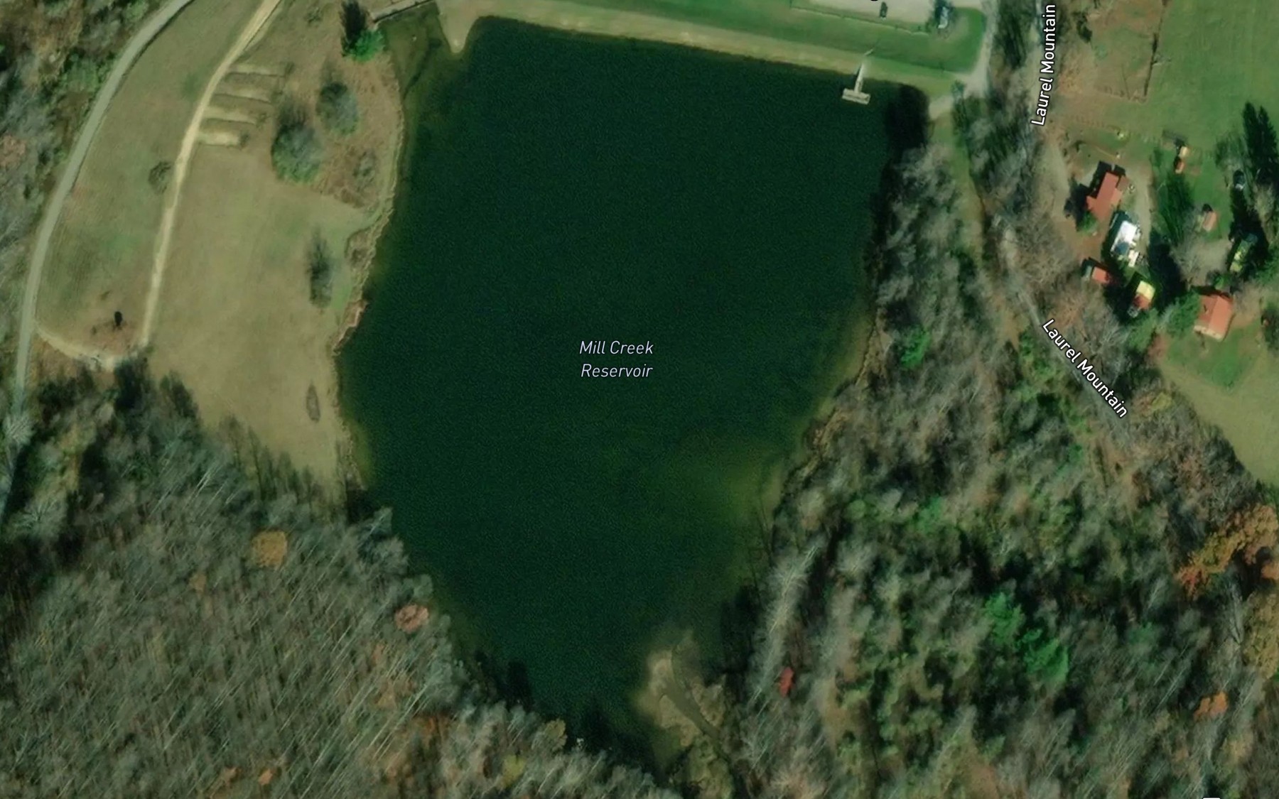 Satellite map of the Mill Creek Reservoir
