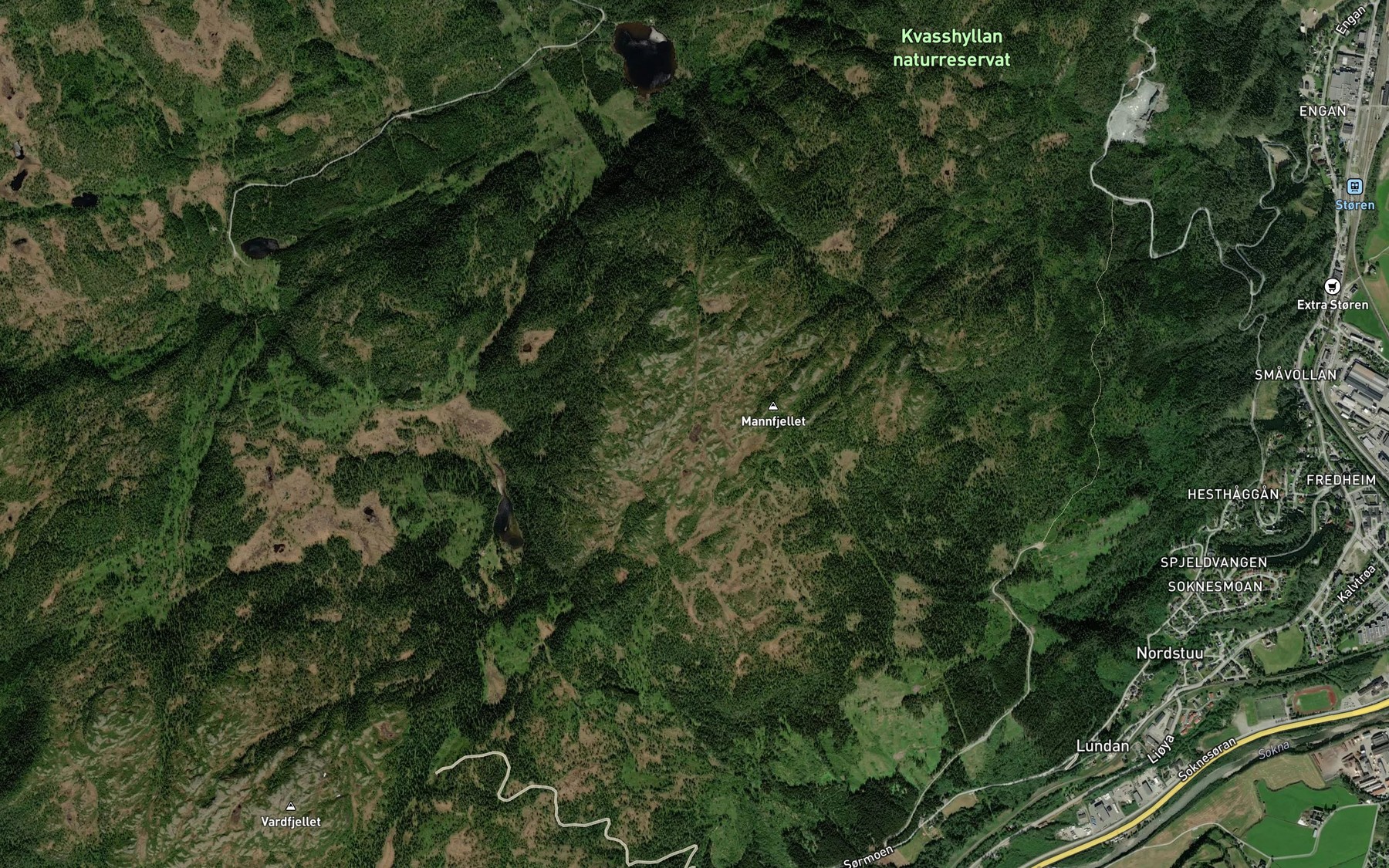 Satellite map of the Mannfjelltjorna