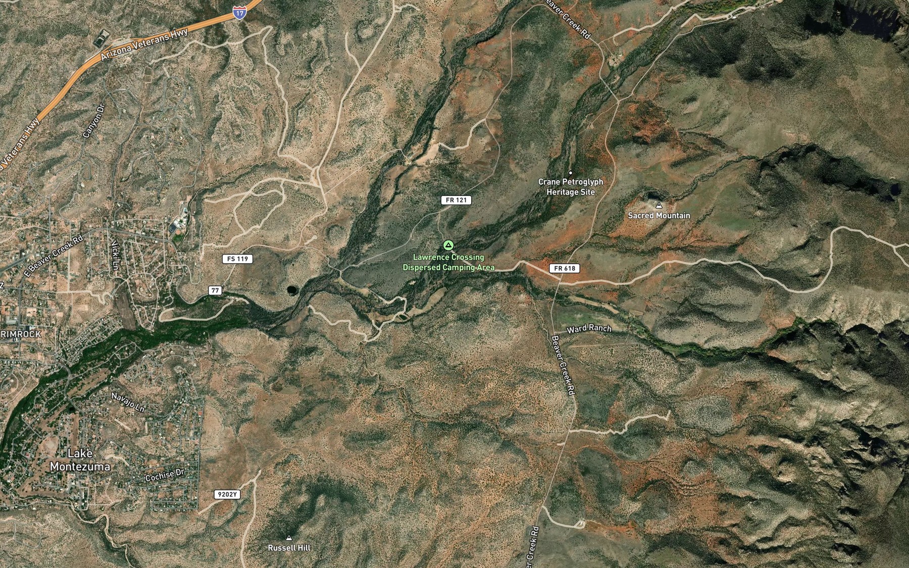 Satellite map of the Walker Creek