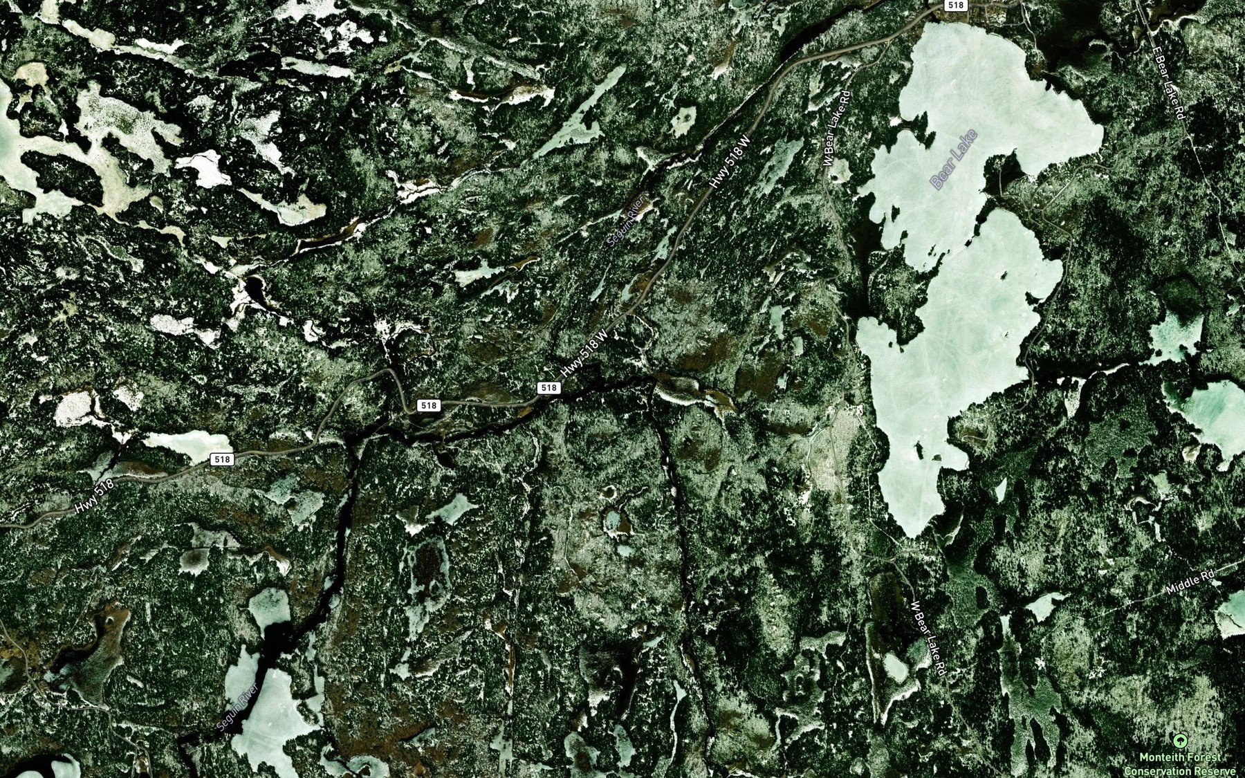 Satellite map of the Horn Creek