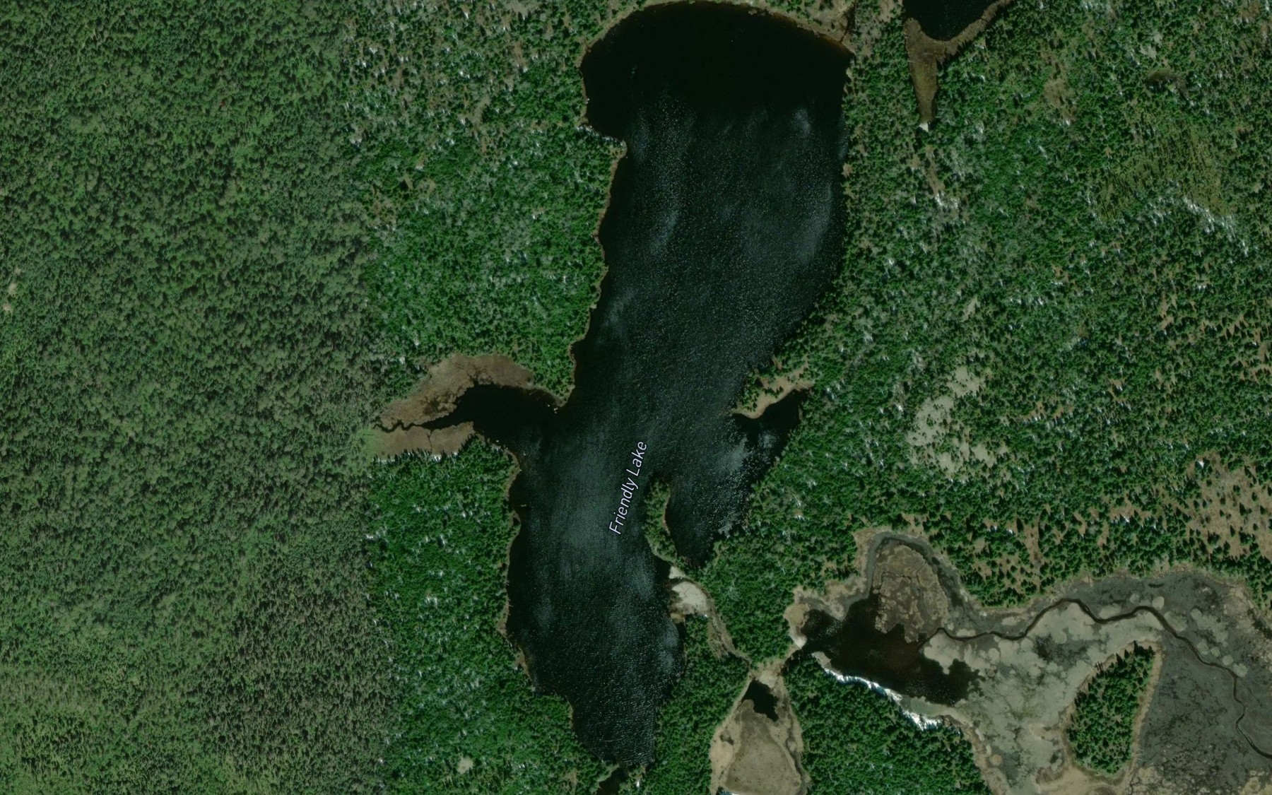 Satellite map of the Friendly Lake