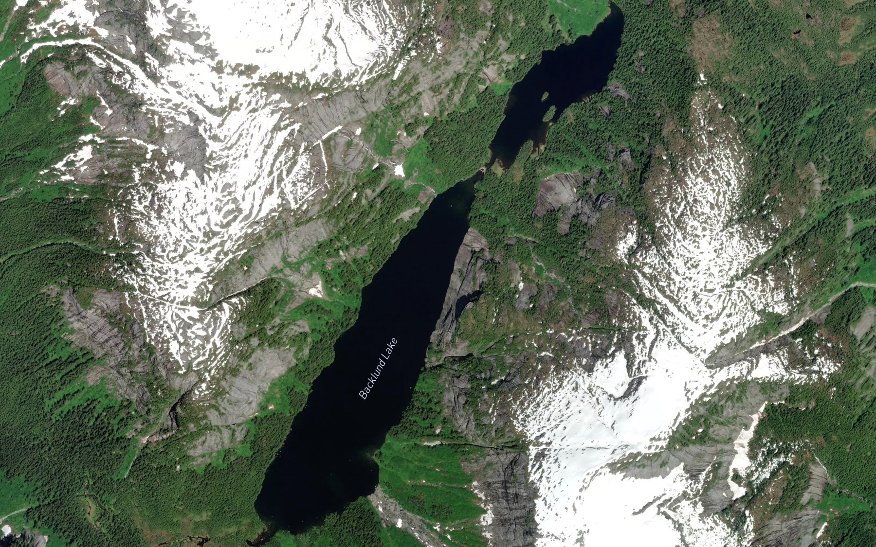 Satellite map of the Backlund Lake