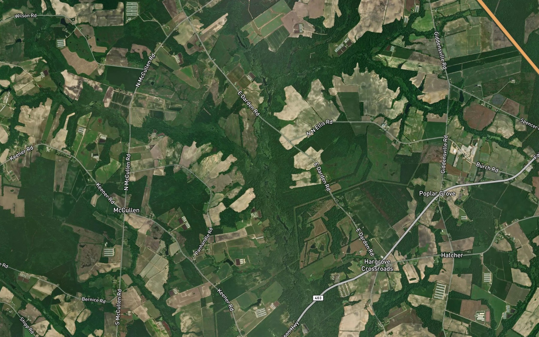 Satellite map of the Hoe Swamp