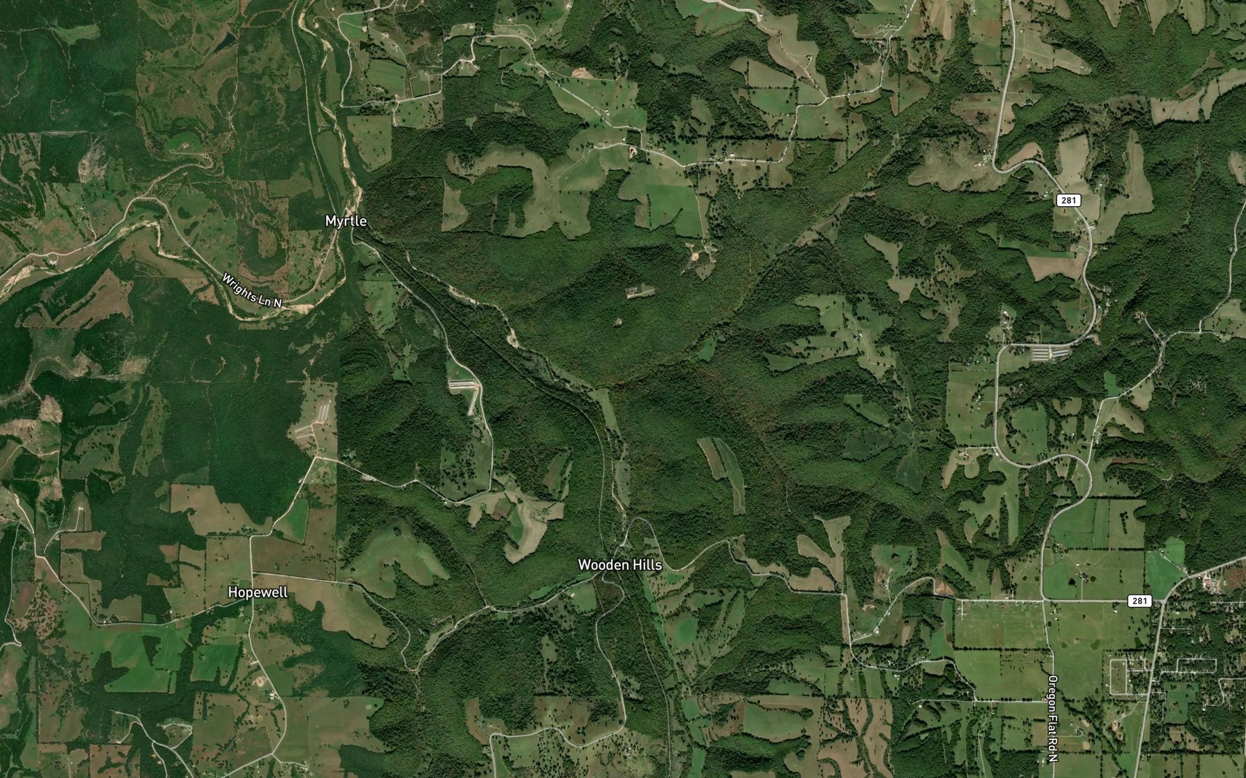 Satellite map of the Evans Branch