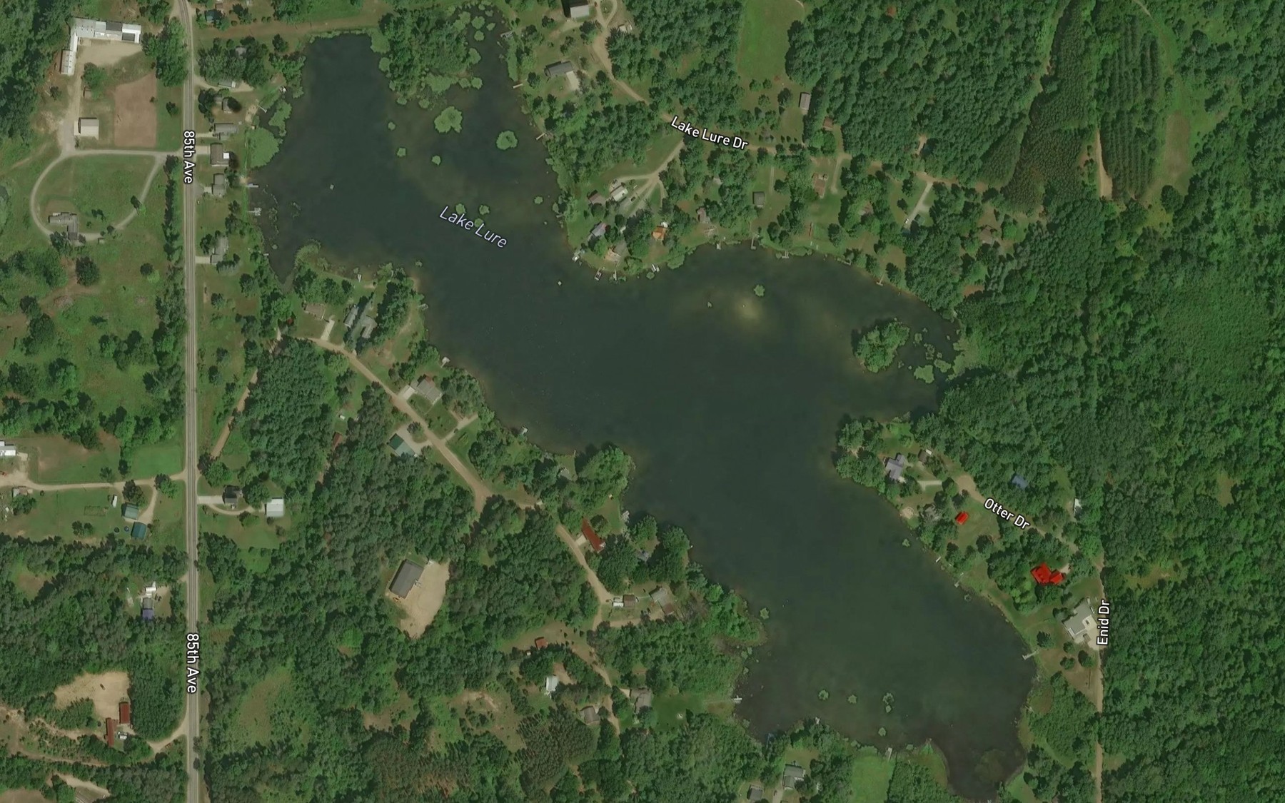 Satellite map of the Lake Lure