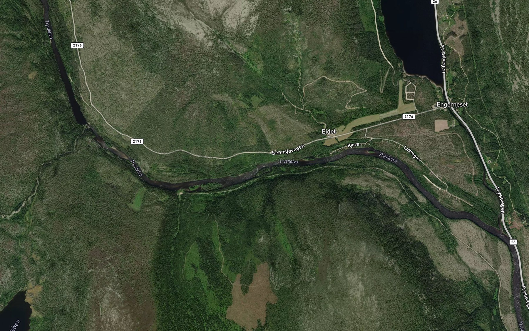 Satellite map of the Styggfossen