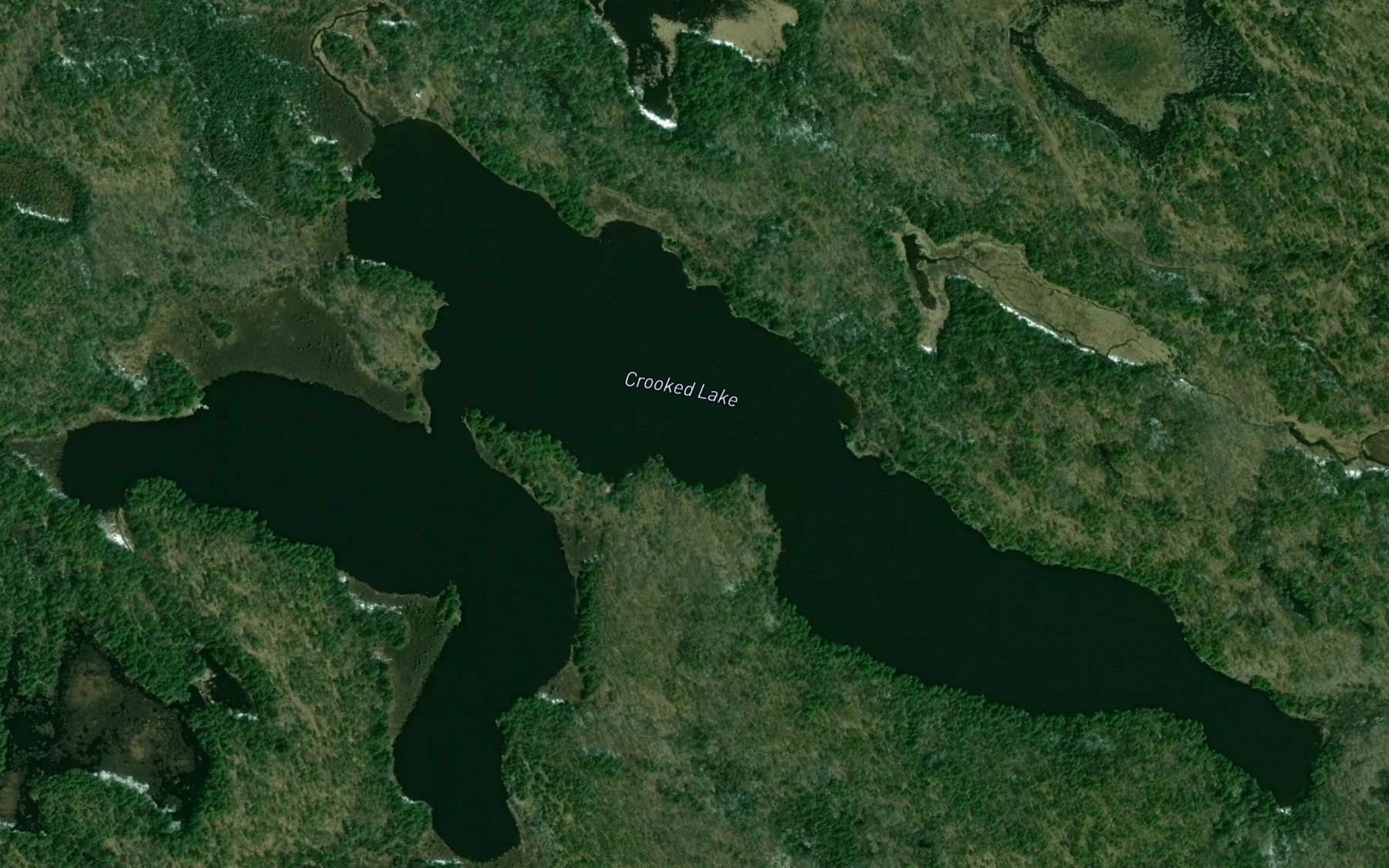 Satellite map of the Crooked Lake
