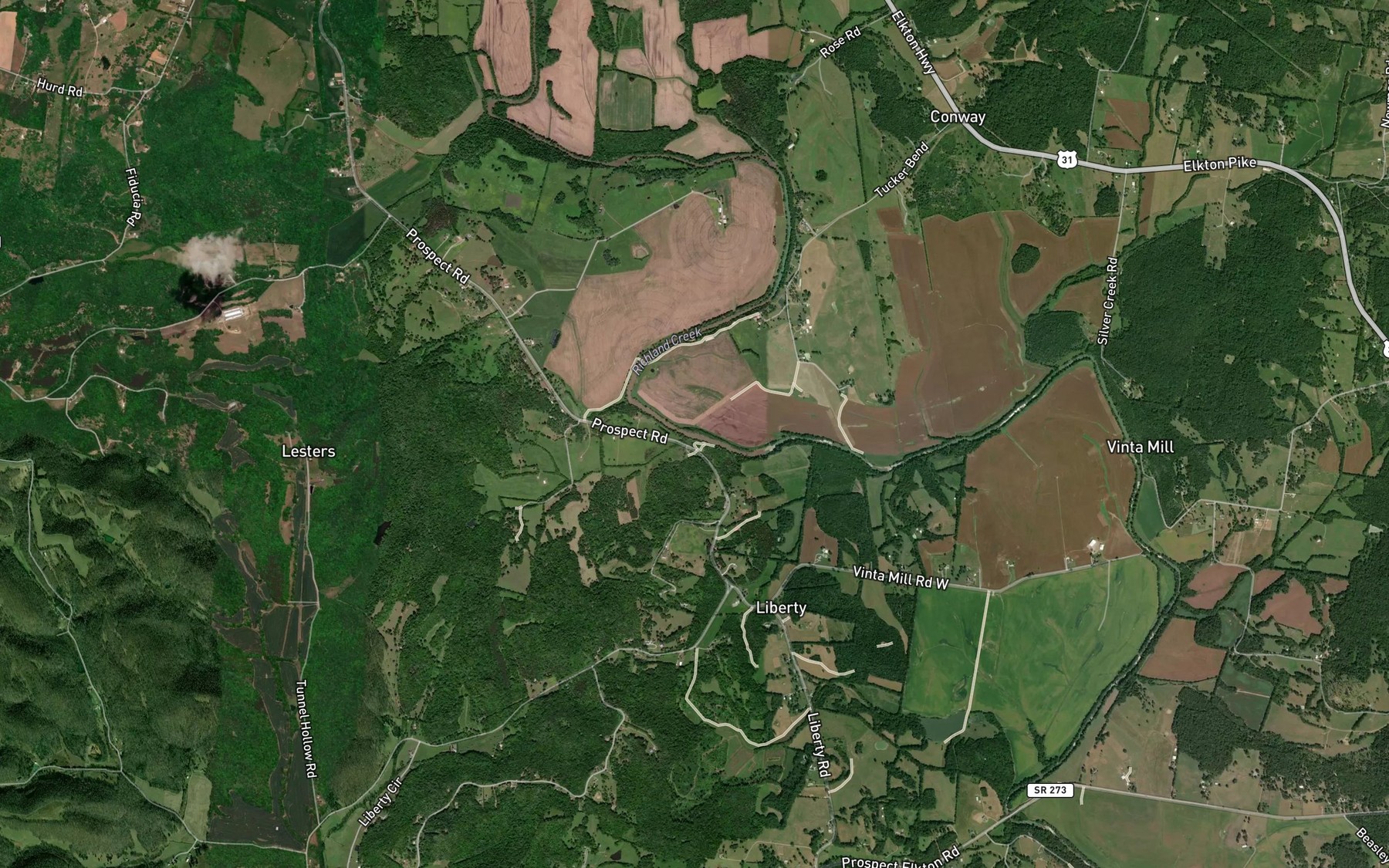 Satellite map of the Potts Branch