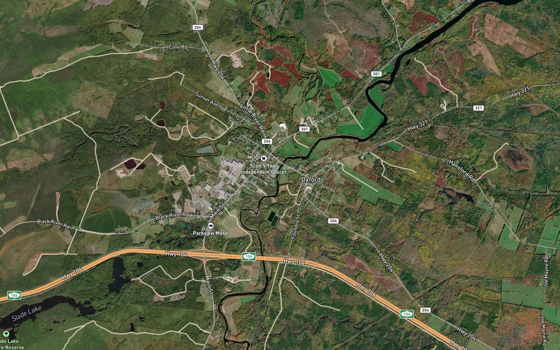 Satellite map of the Little River