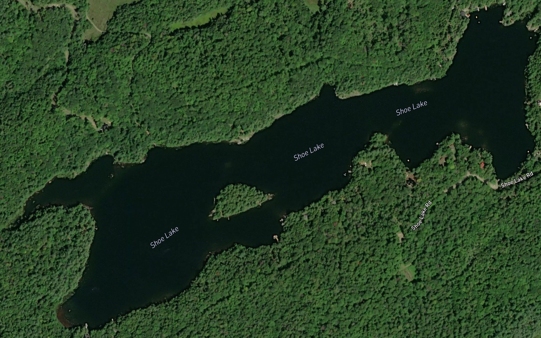Satellite map of the Shoe Lake