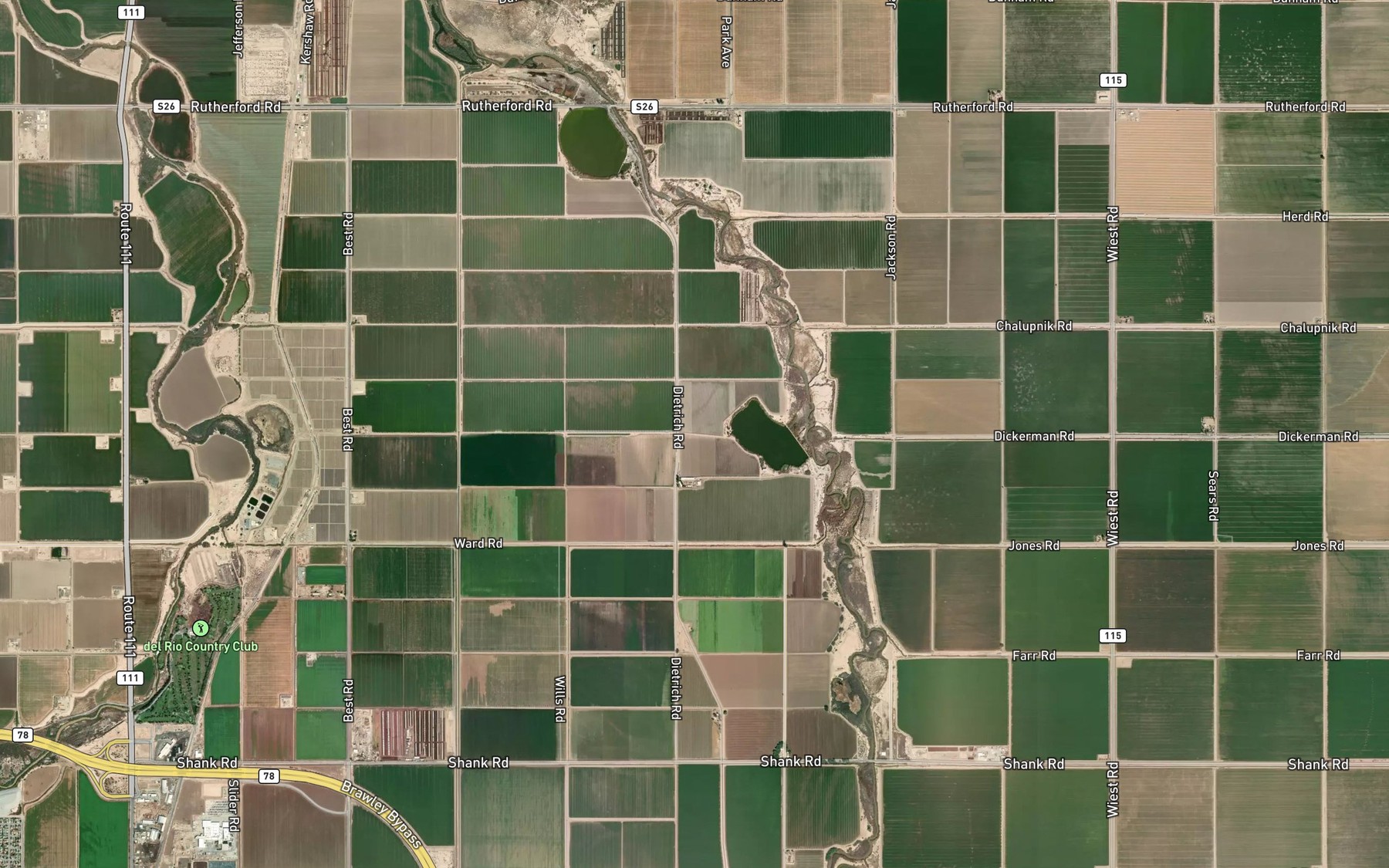 Satellite map of the Moorhead Drain