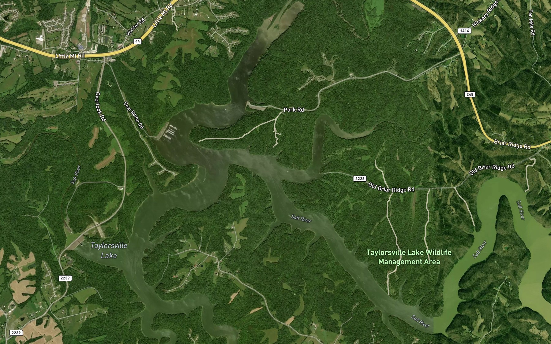 Satellite map of the Little Beech Creek