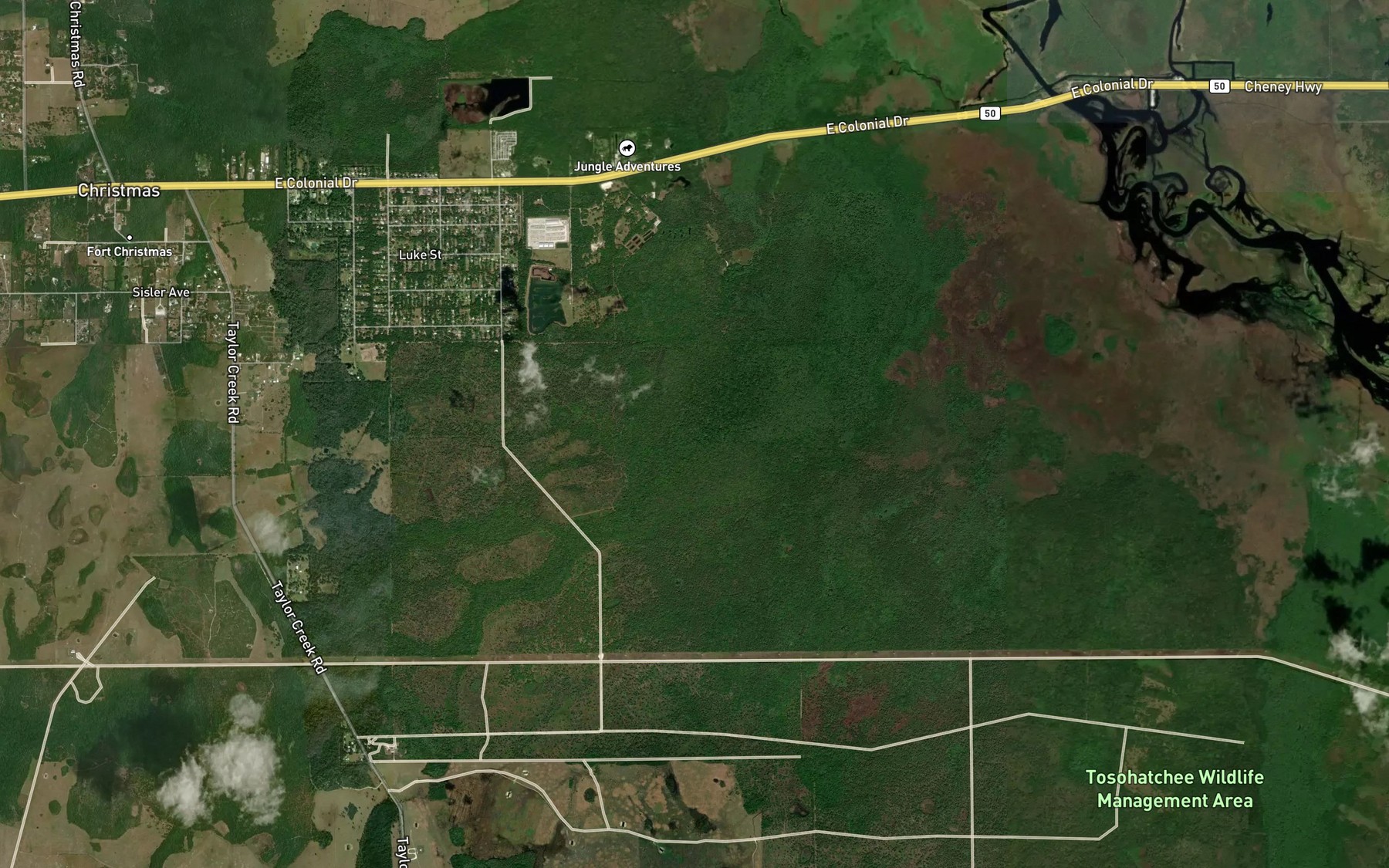 Satellite map of the Tootoosahatchee Creek