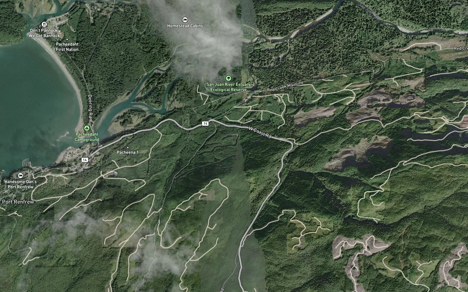 Satellite map of the Murton Creek