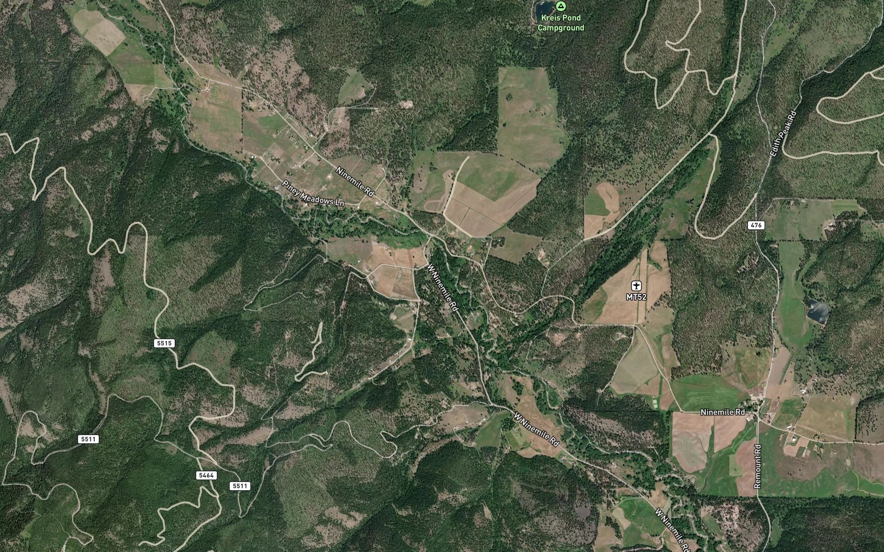 Satellite map of the Spring Creek