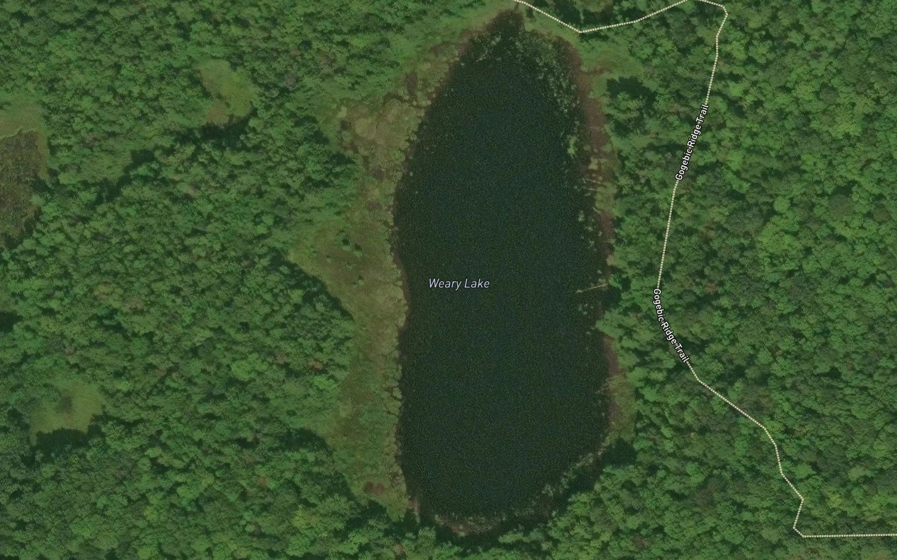 Satellite map of the Weary Lake
