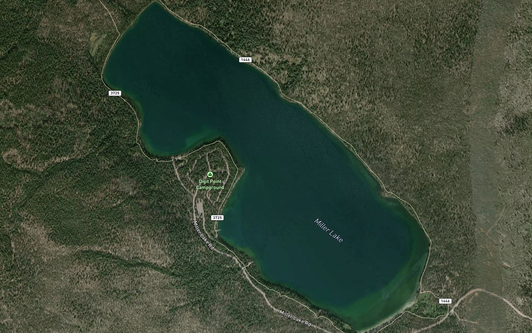 Satellite map of the Miller Lake