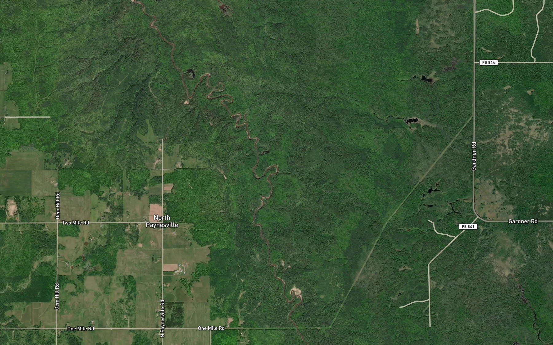 Satellite map of the Longtime Creek