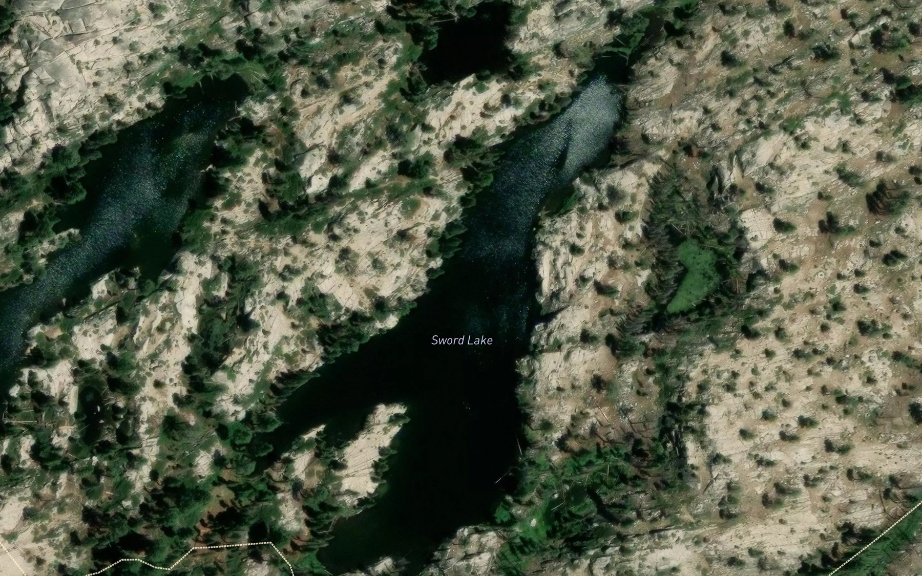 Satellite map of the Sword Lake