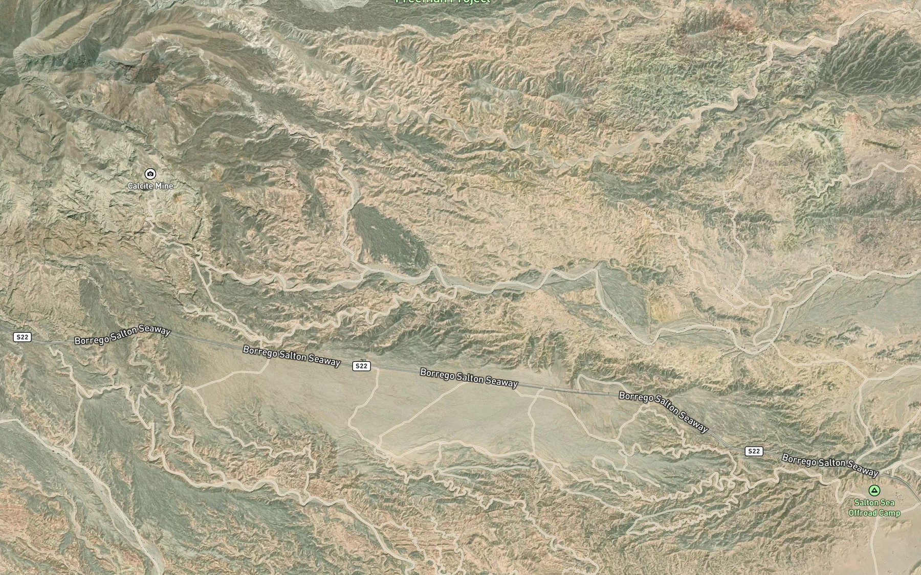 Satellite map of the South Fork Palm Wash