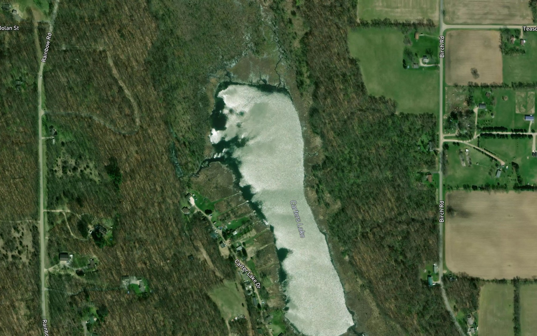 Satellite map of the Carters Lake