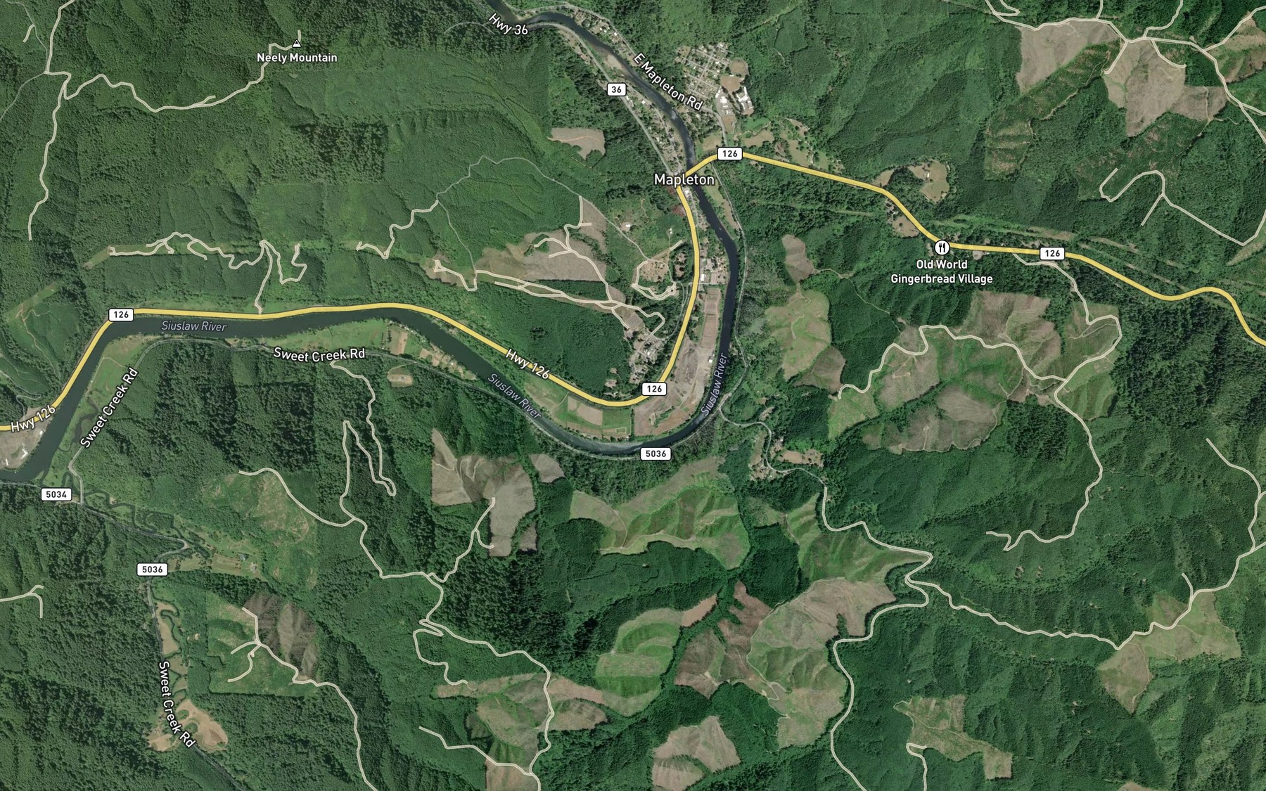 Satellite map of the Park Creek