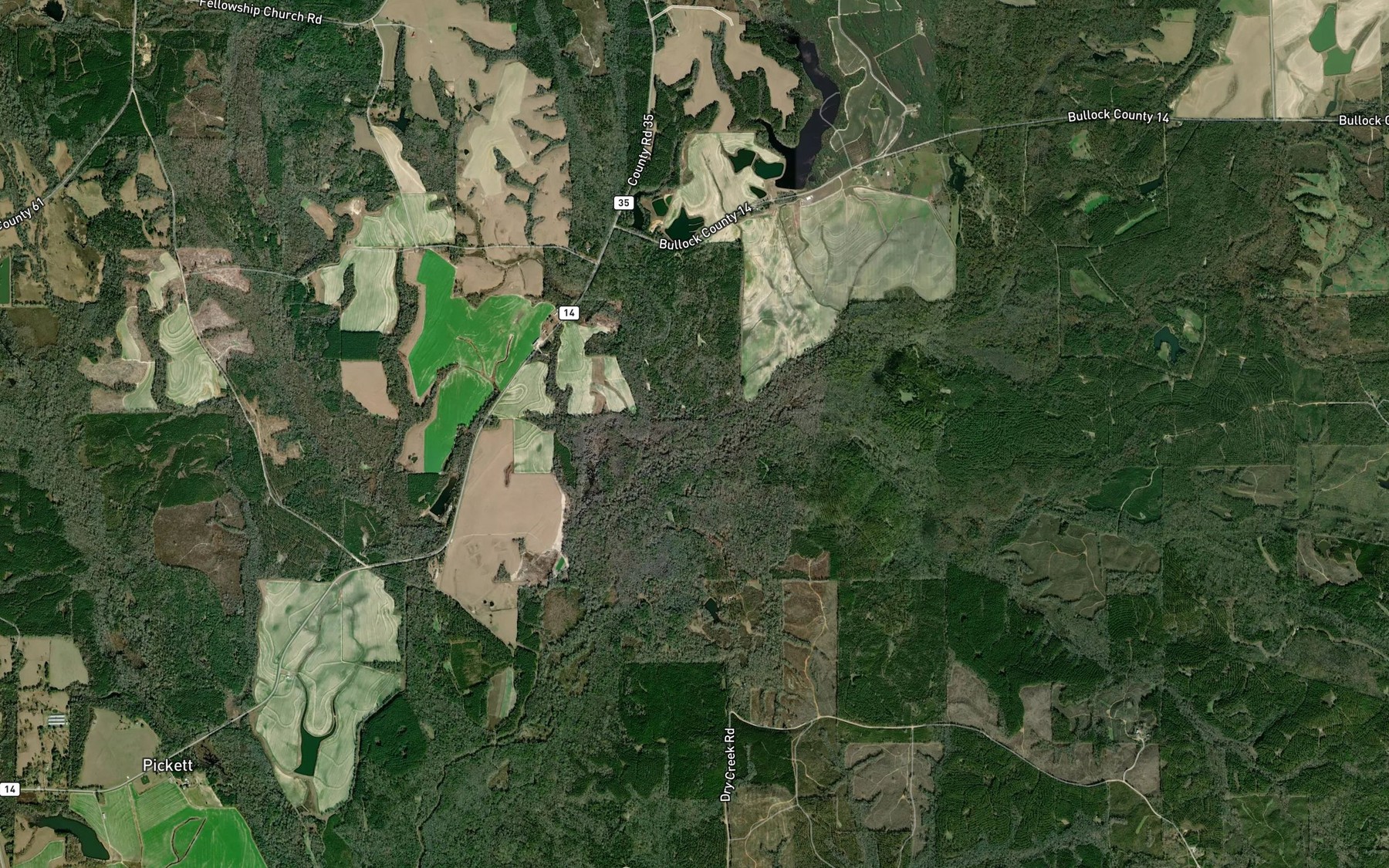 Satellite map of the Posey Creek