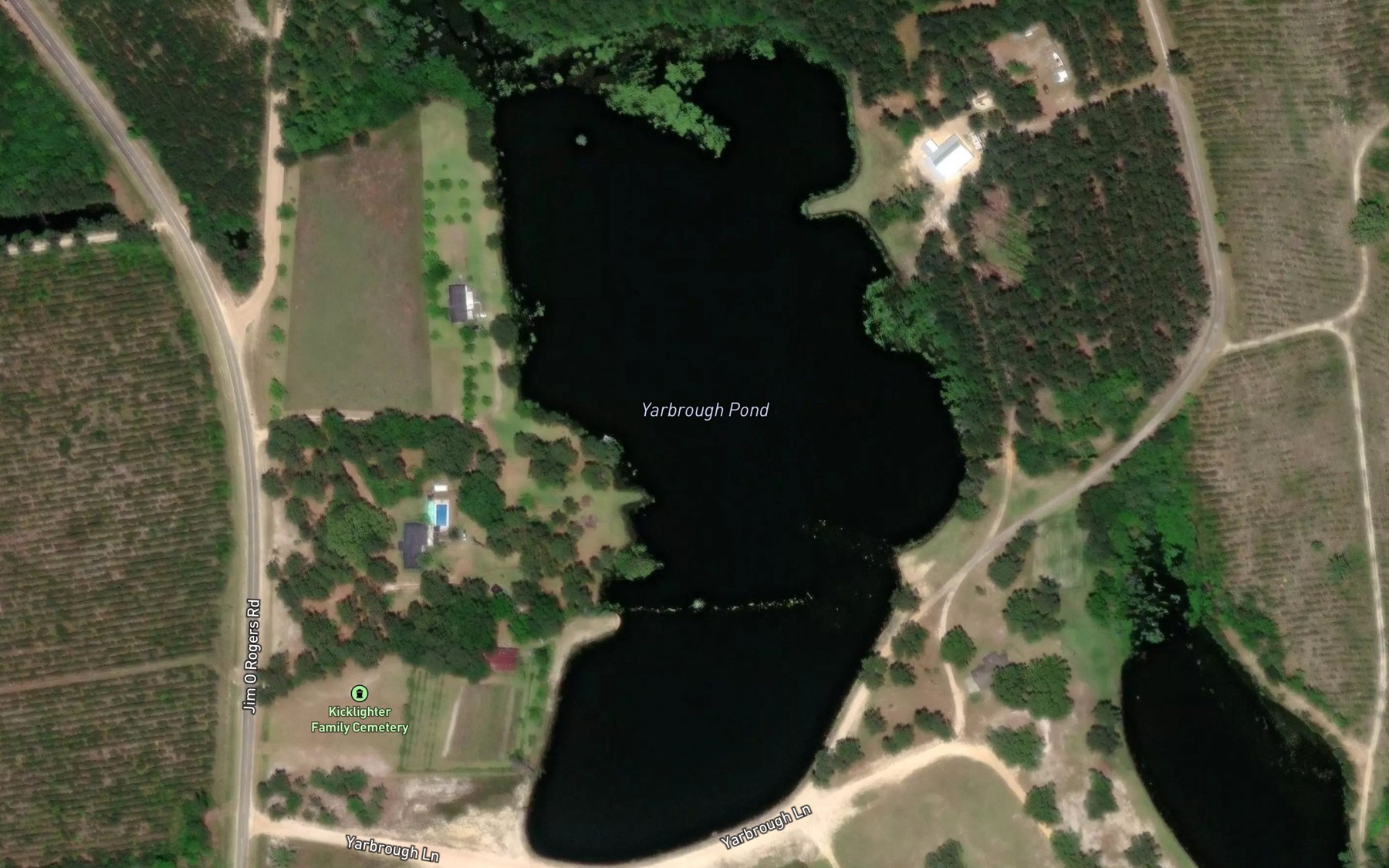 Satellite map of the Yarbrough Pond