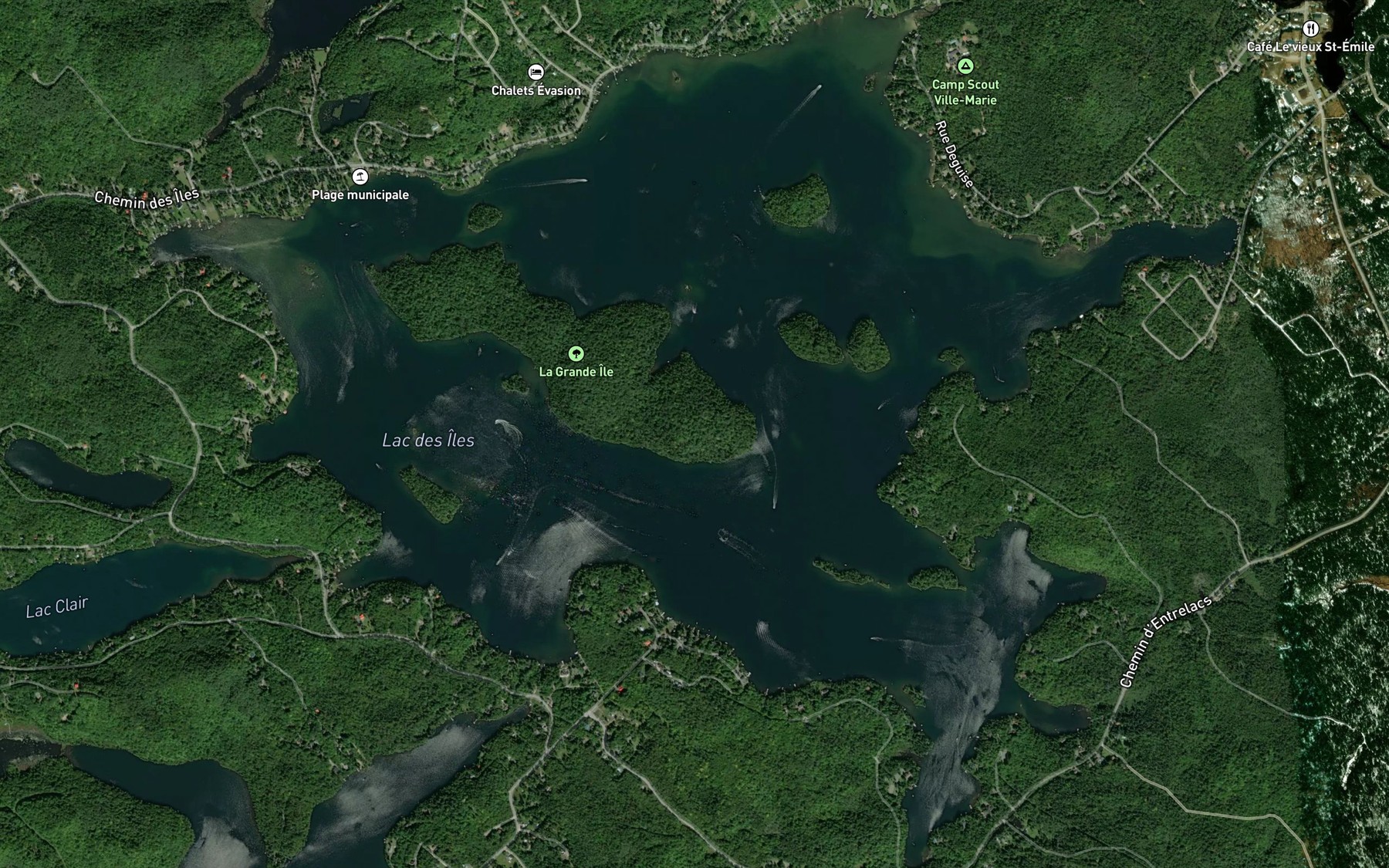 Satellite map of the Lac des Iles