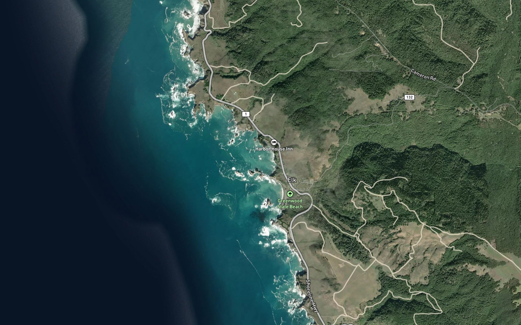 Satellite map of the Greenwood Cove